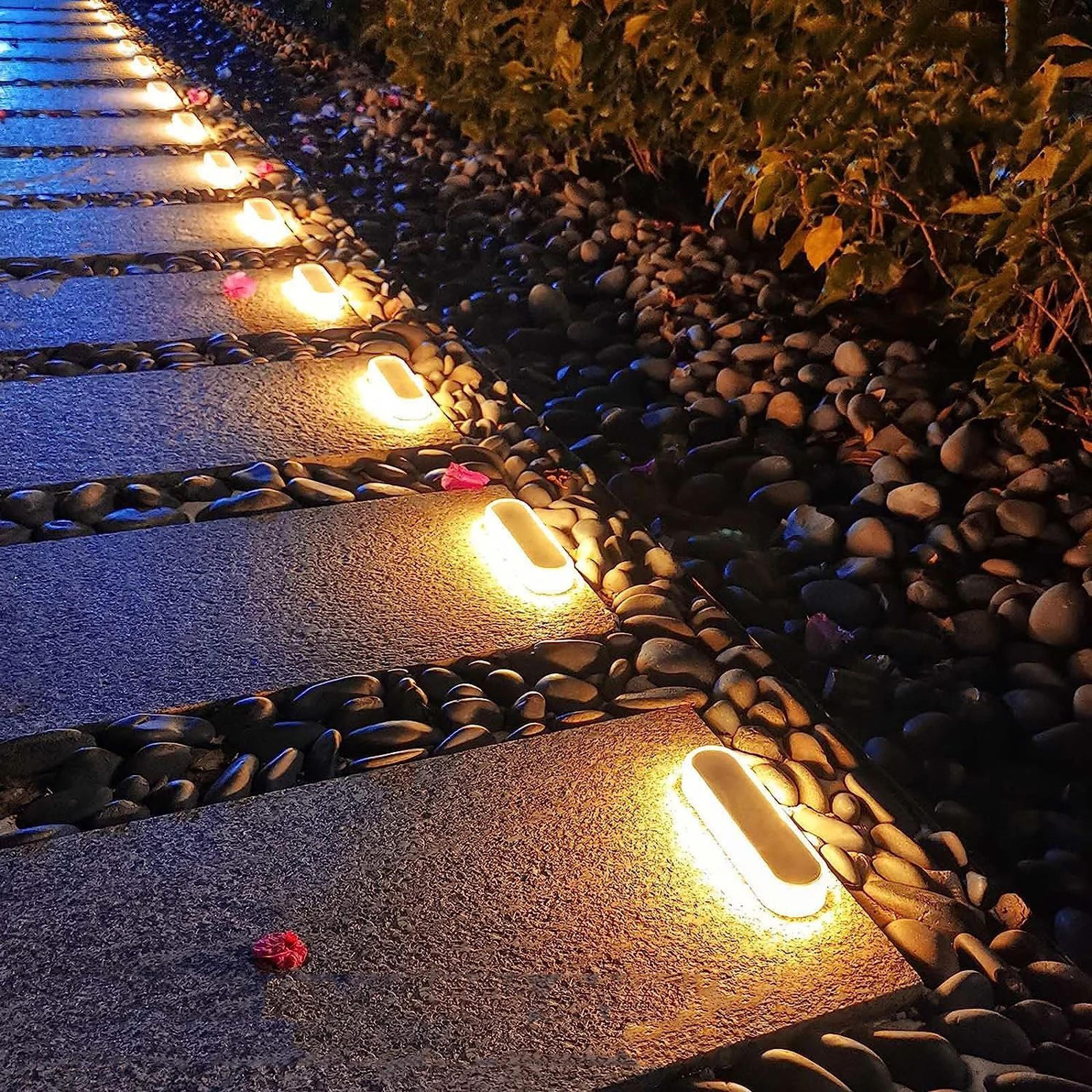 4 pack heavy duty solar deck lights ip68 waterproof outdoor pathway lights