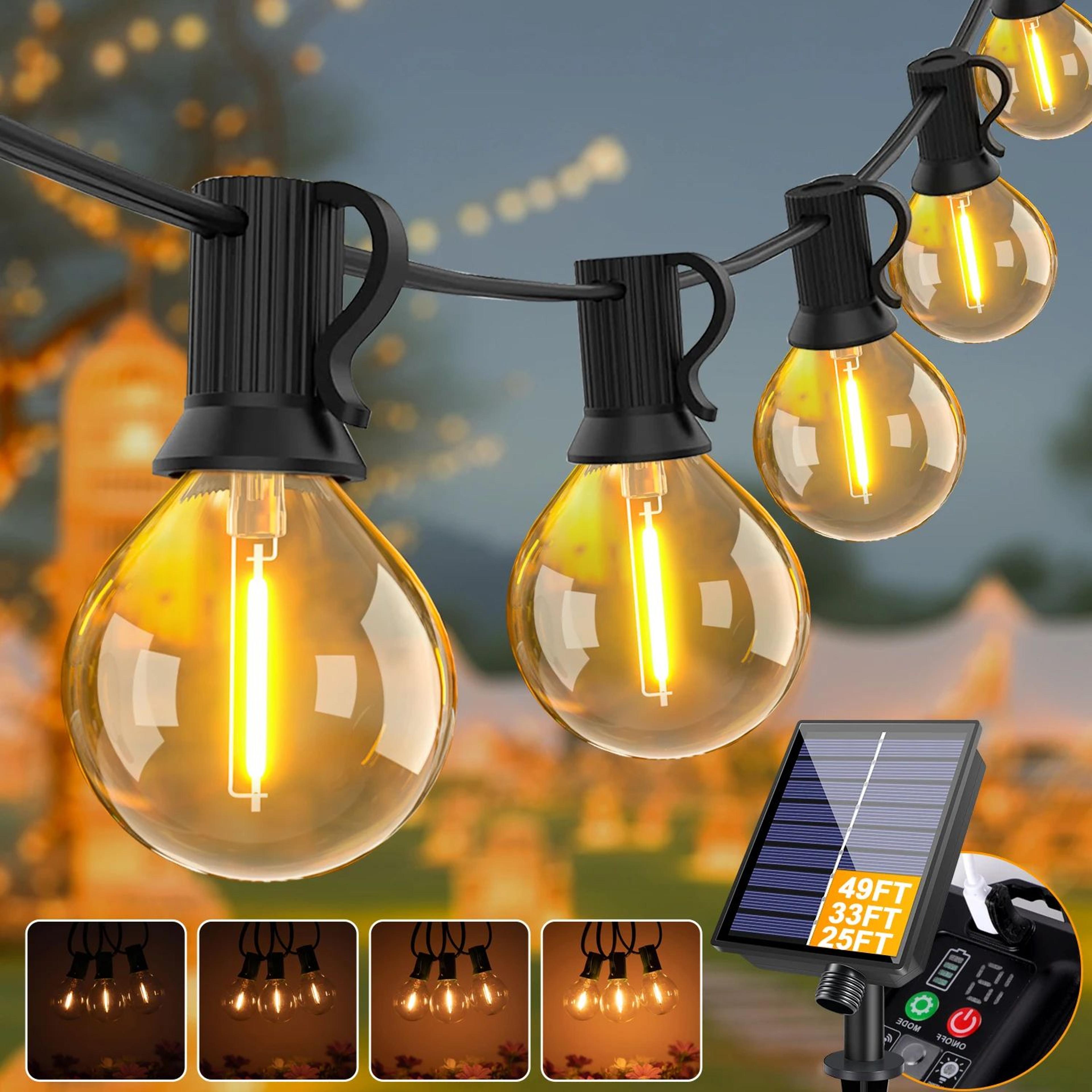 g40 solar string lights with remote control and 8 lighting modes