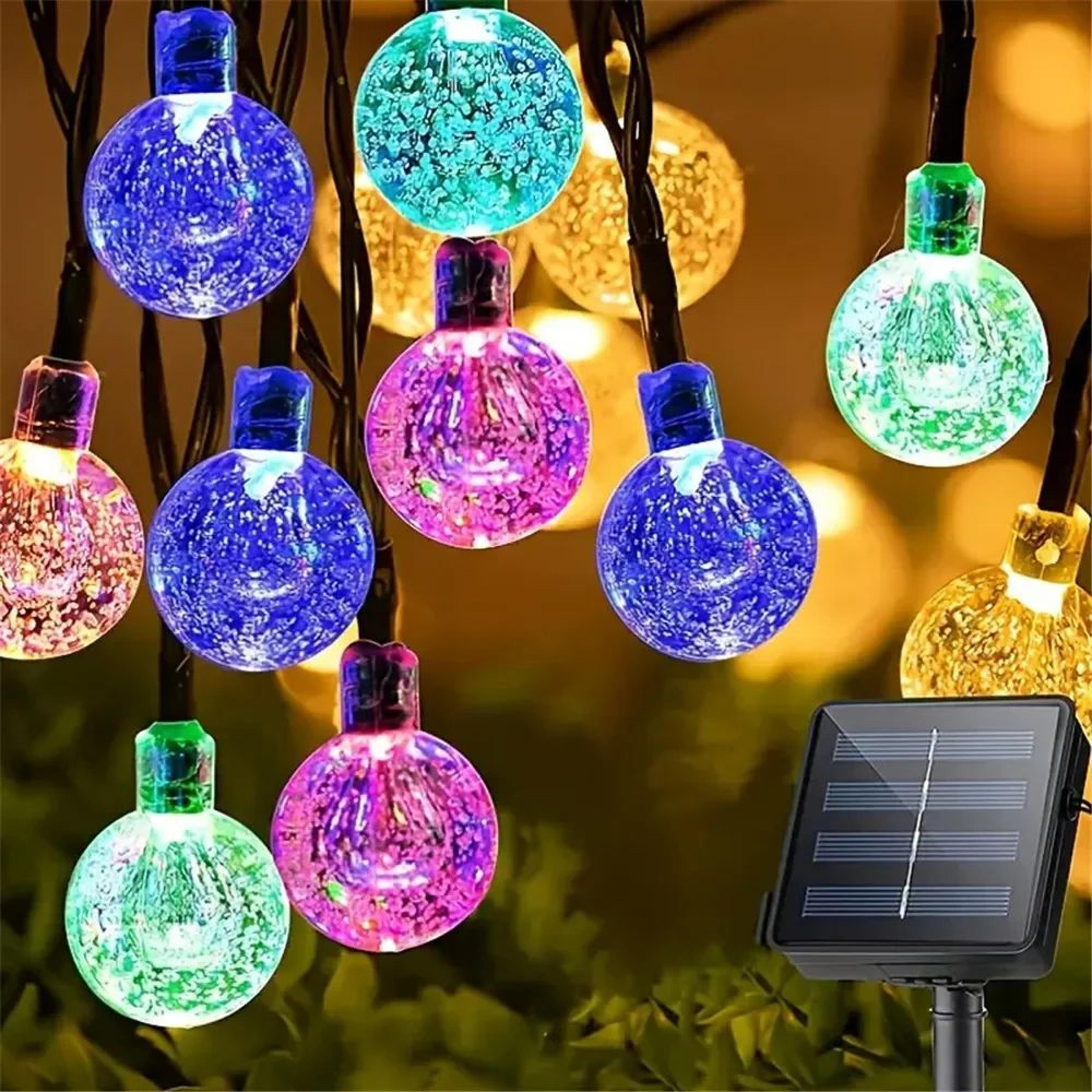 20/50/100 led solar crystal globe string lights with 8 modes