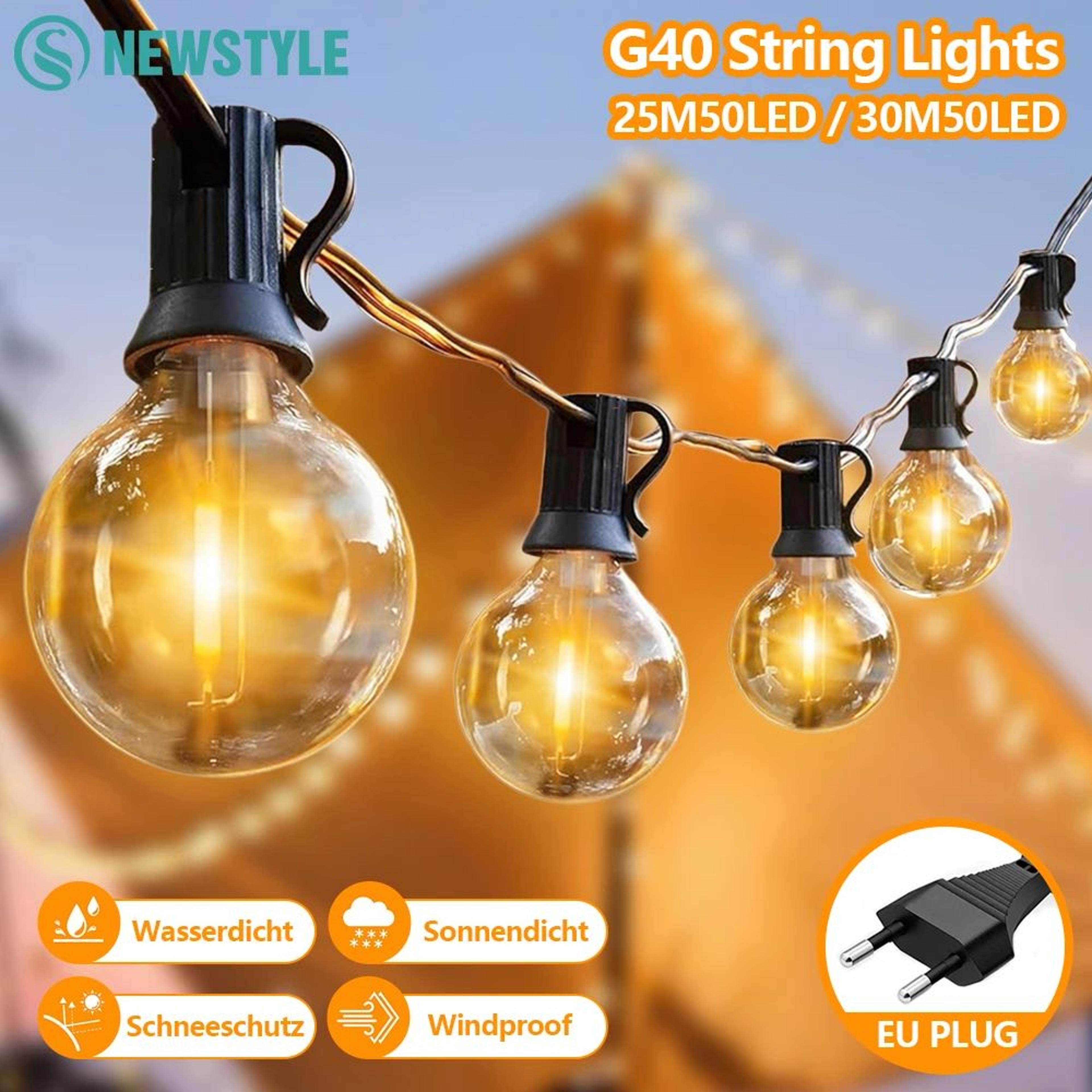 30m g40 outdoor string lights with 50 led edison bulbs