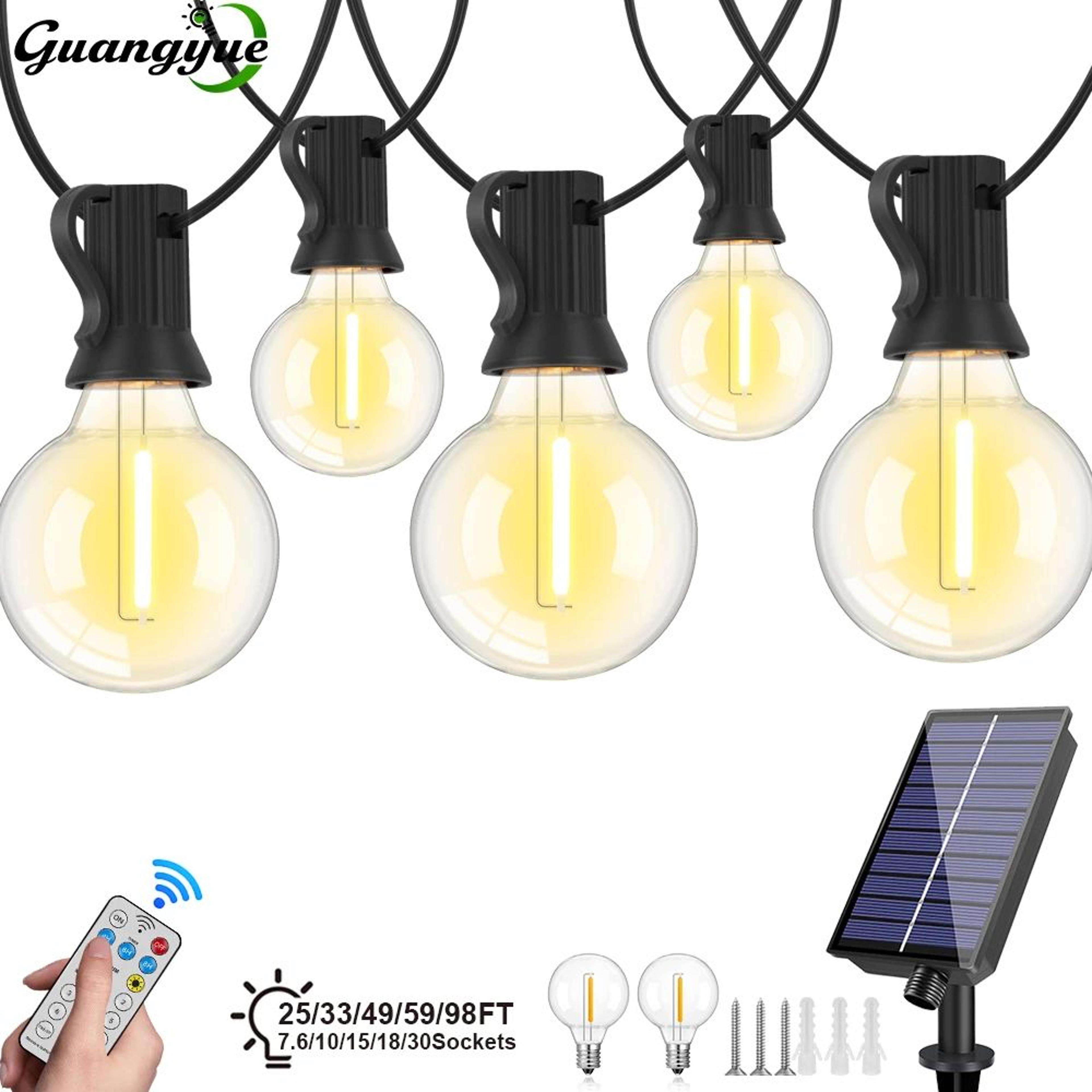 24v g40 solar string lights waterproof outdoor globe garland