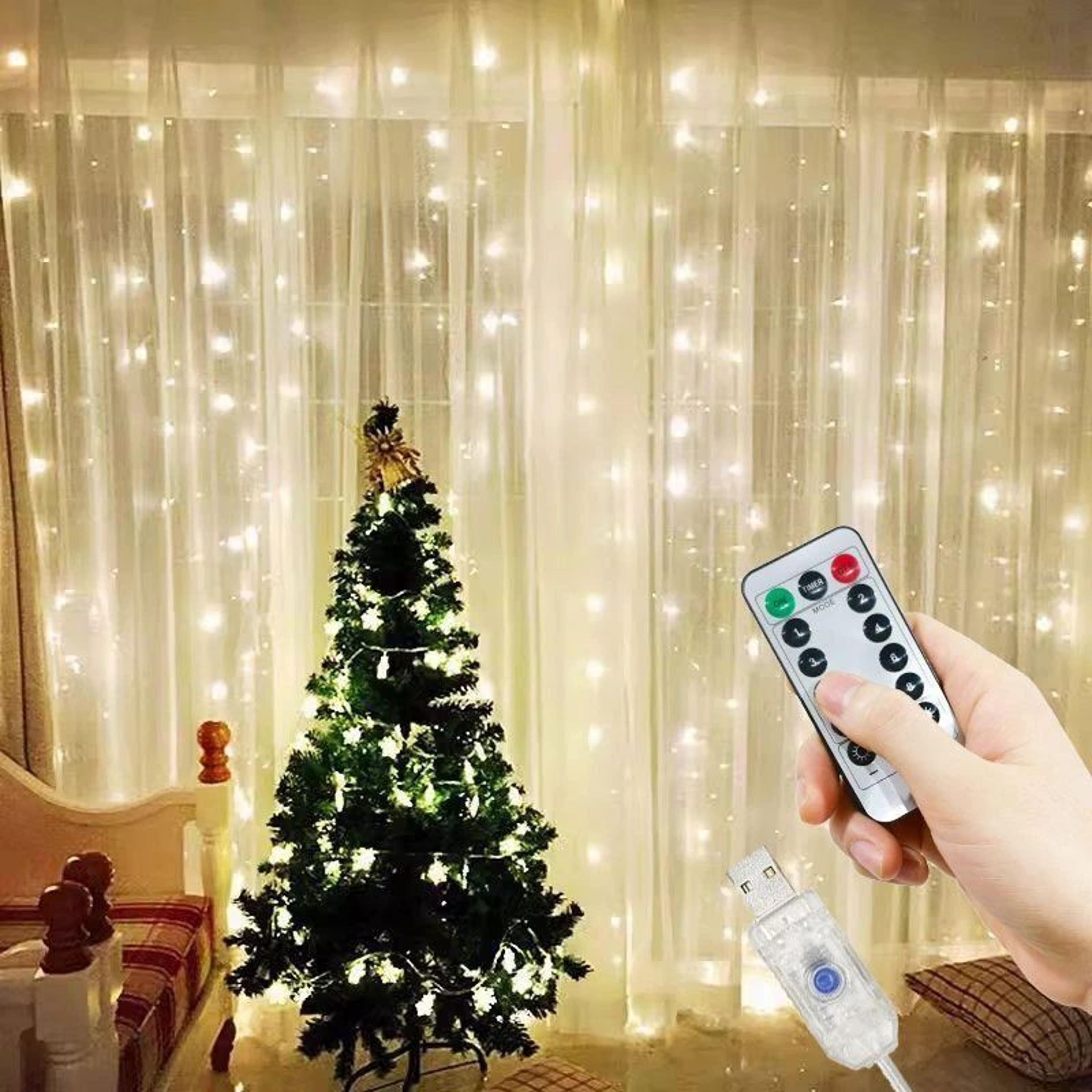 usb led curtain string lights with 8 lighting modes for bedroom, wedding and holiday decor
