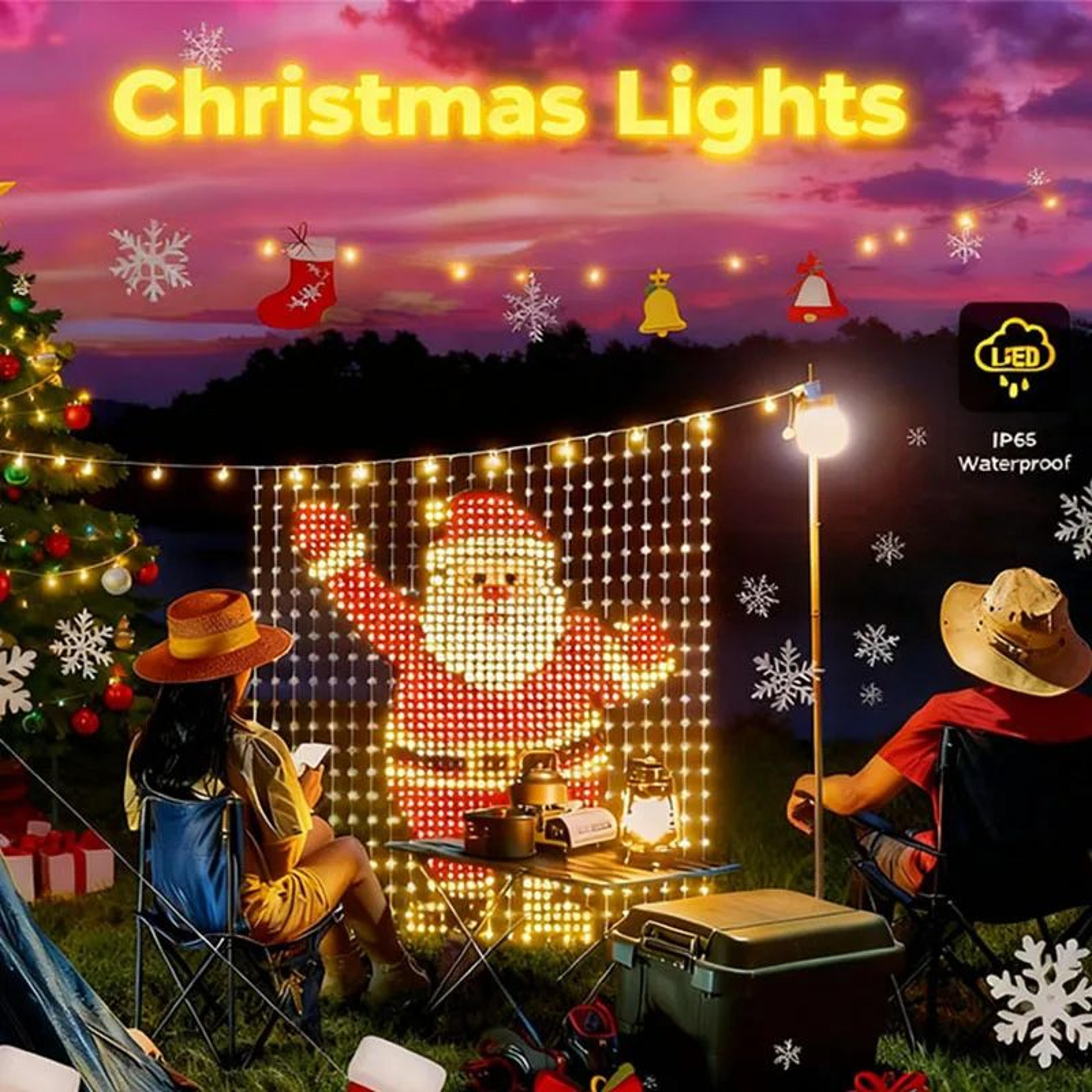 usb smart led curtain lights with app control, music sync and diy patterns