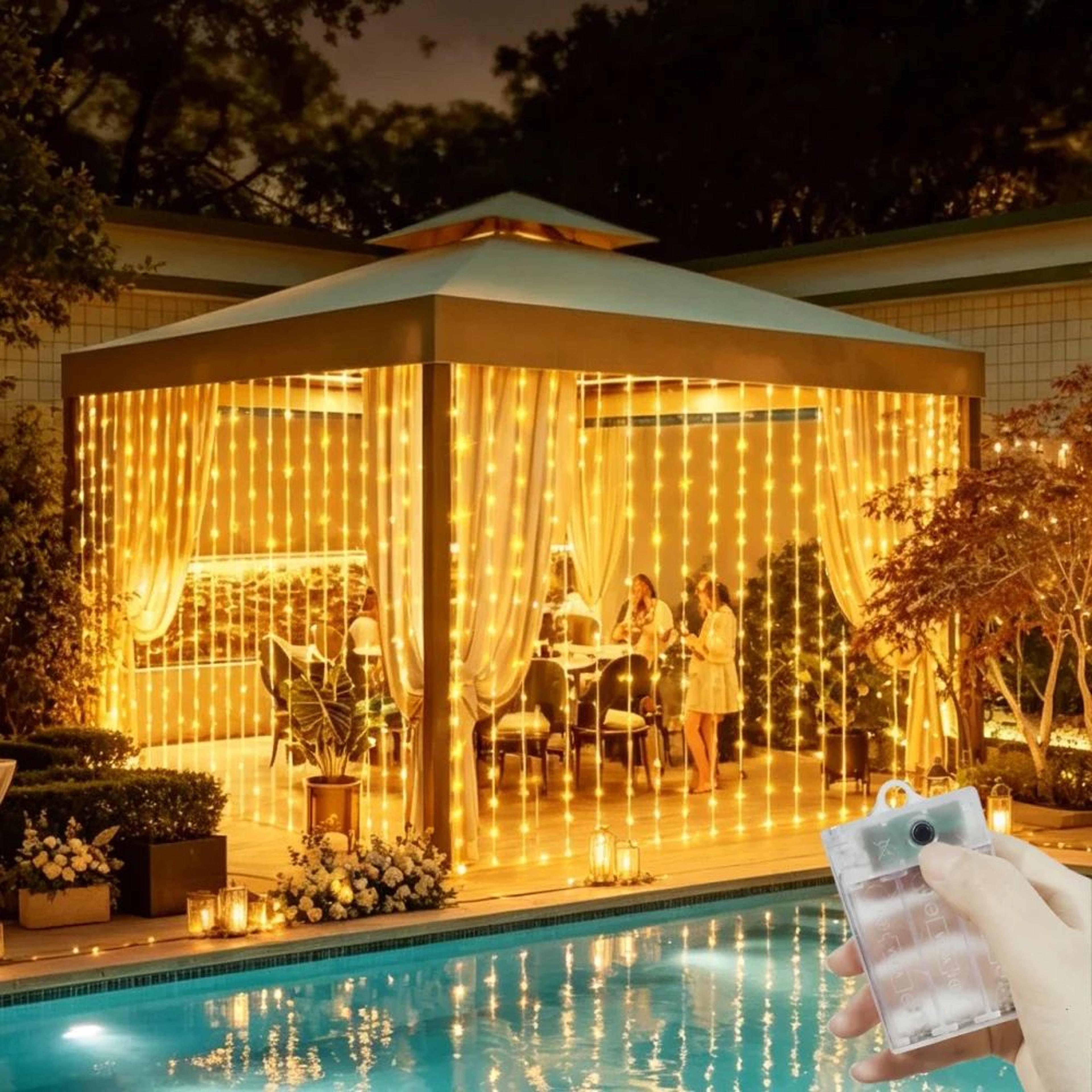 3m 6m battery powered led curtain lights with remote and 8 lighting modes