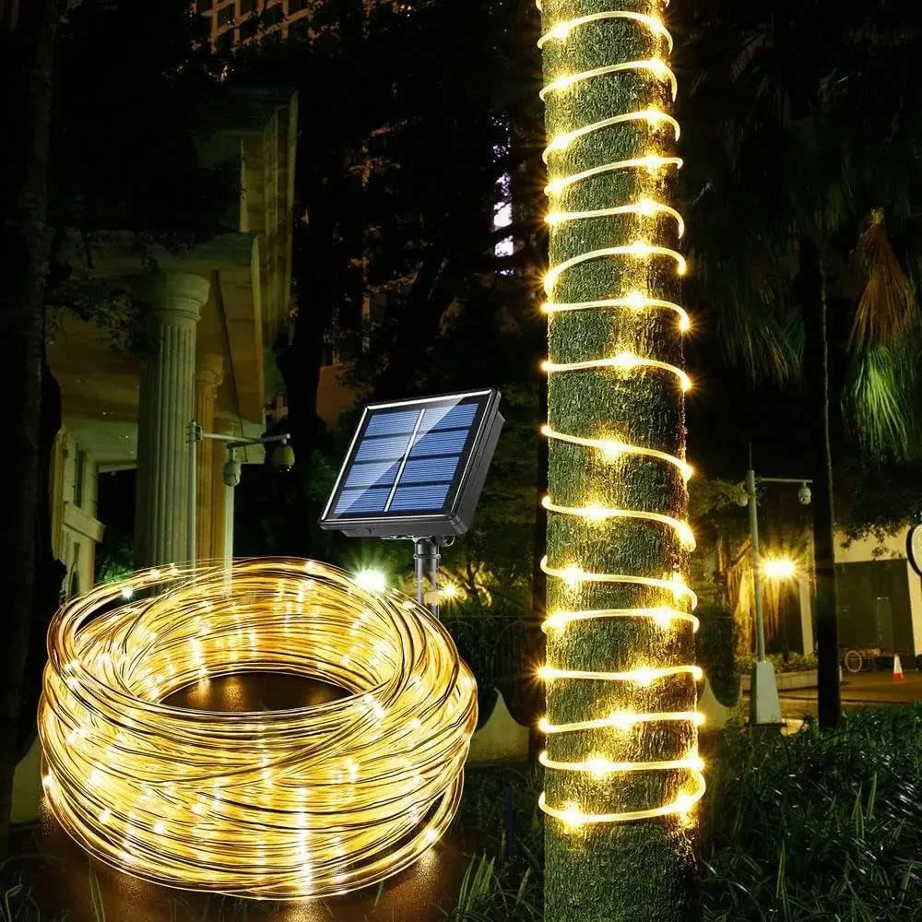 300 led solar rope lights waterproof outdoor fairy lights