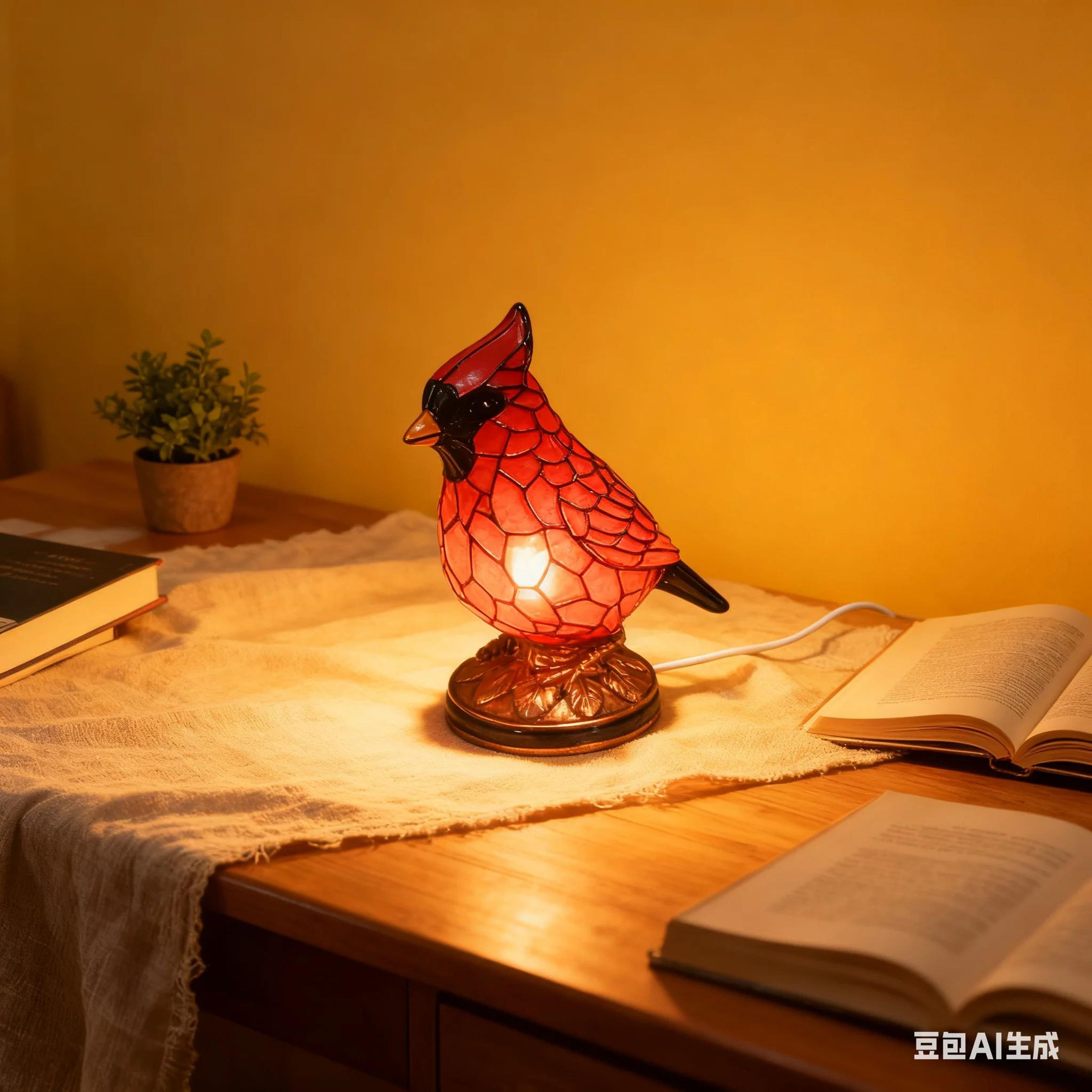 large cardinal bird lamp red bird night light christmas home decor