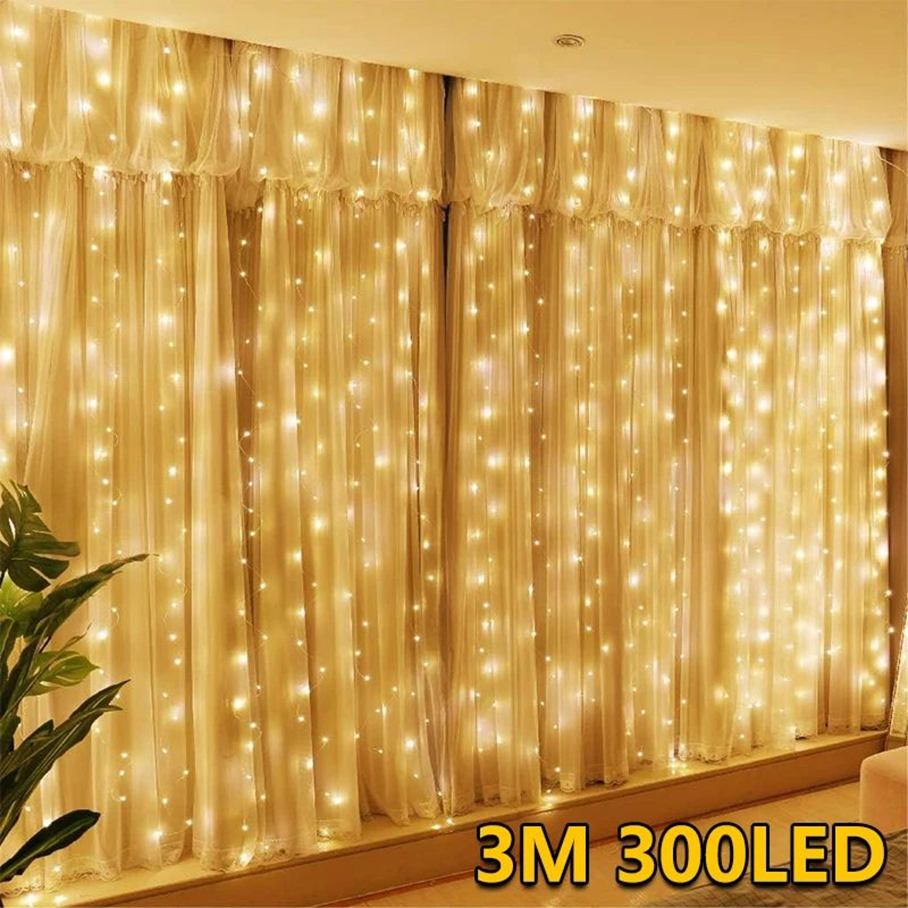 3m 300 led usb curtain fairy lights with remote and 8 lighting modes