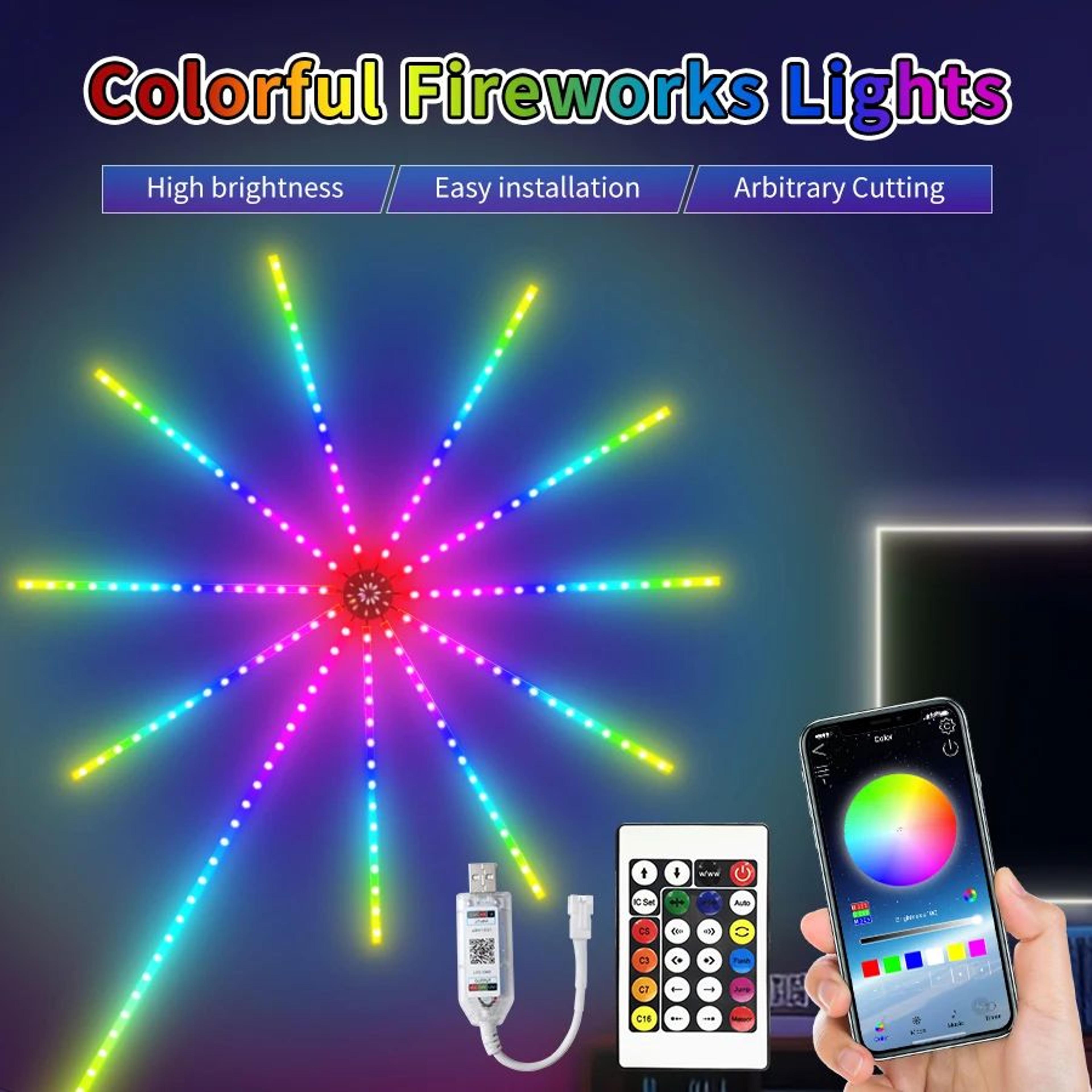 rgbic firework led string lights usb 5v music sync party decor
