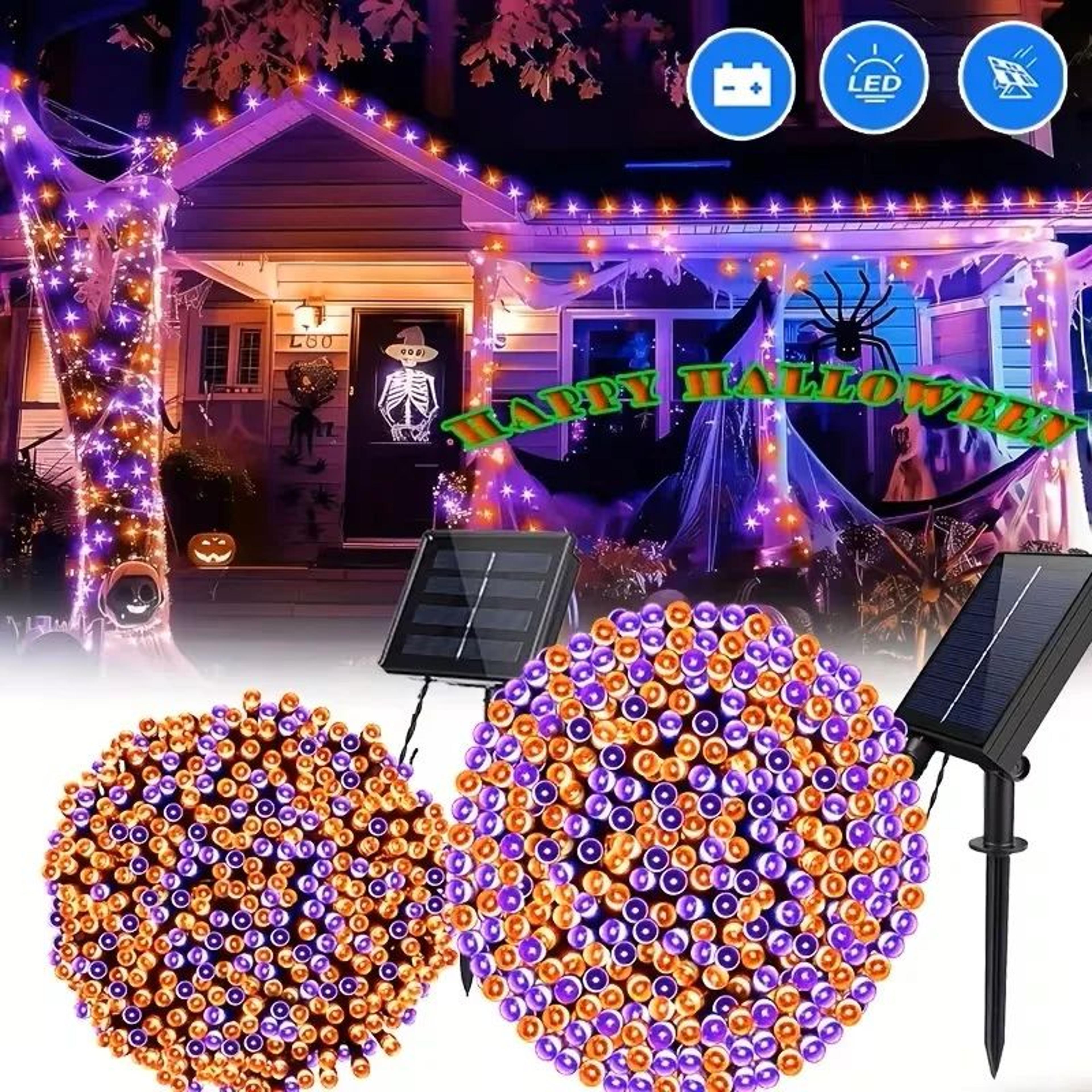 solar outdoor string lights 50/100/200/300 led waterproof fairy lights with 8 modes
