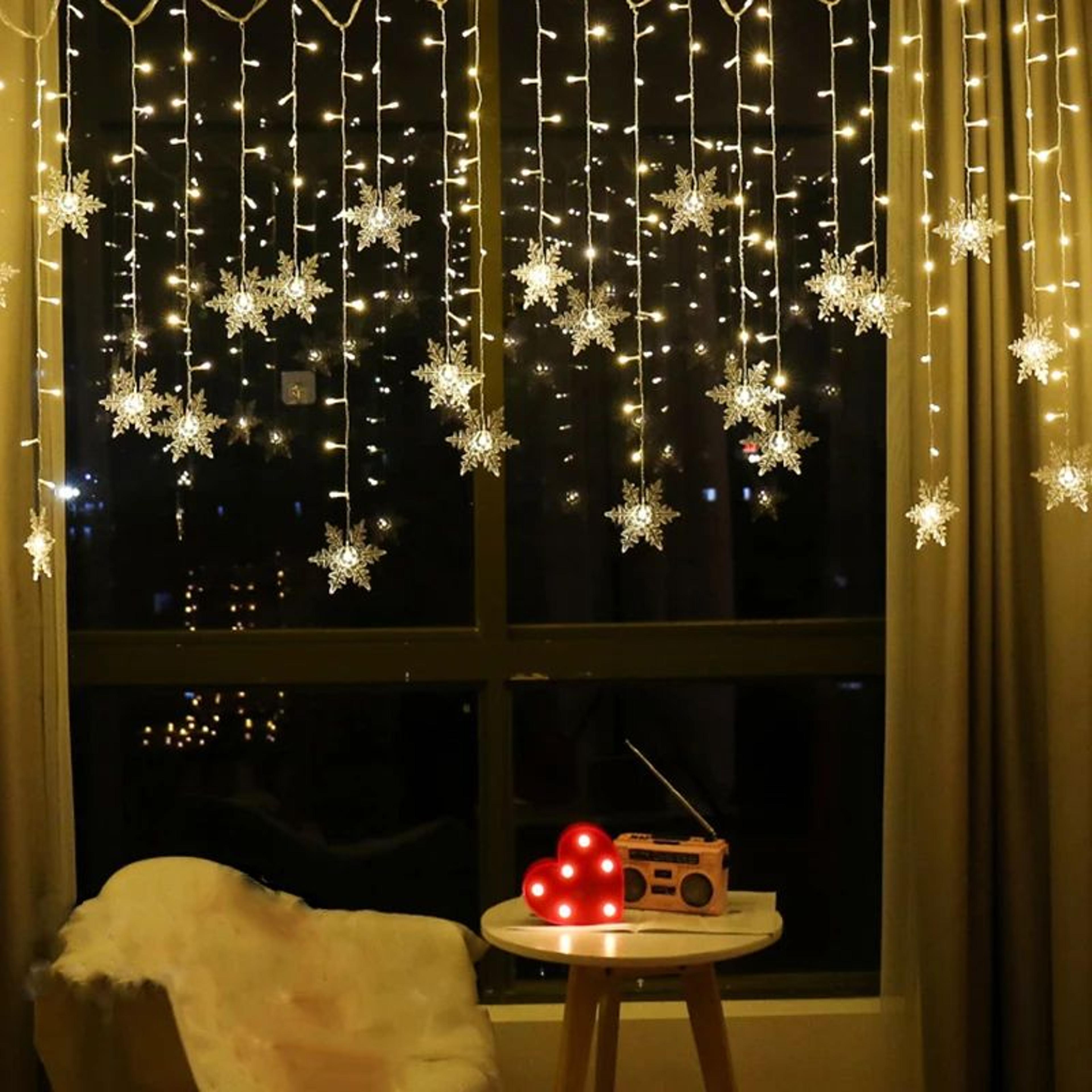3.2m snowflake led curtain lights waterproof christmas fairy lights