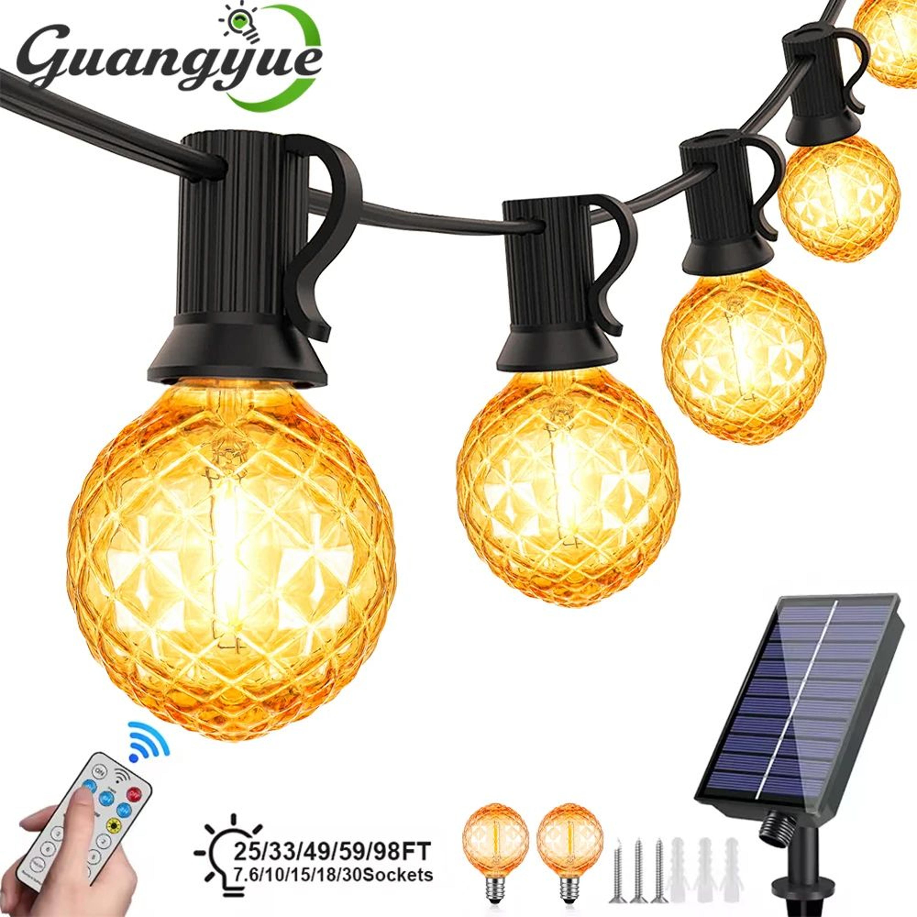 diamond amber solar string lights 24v waterproof outdoor garland
