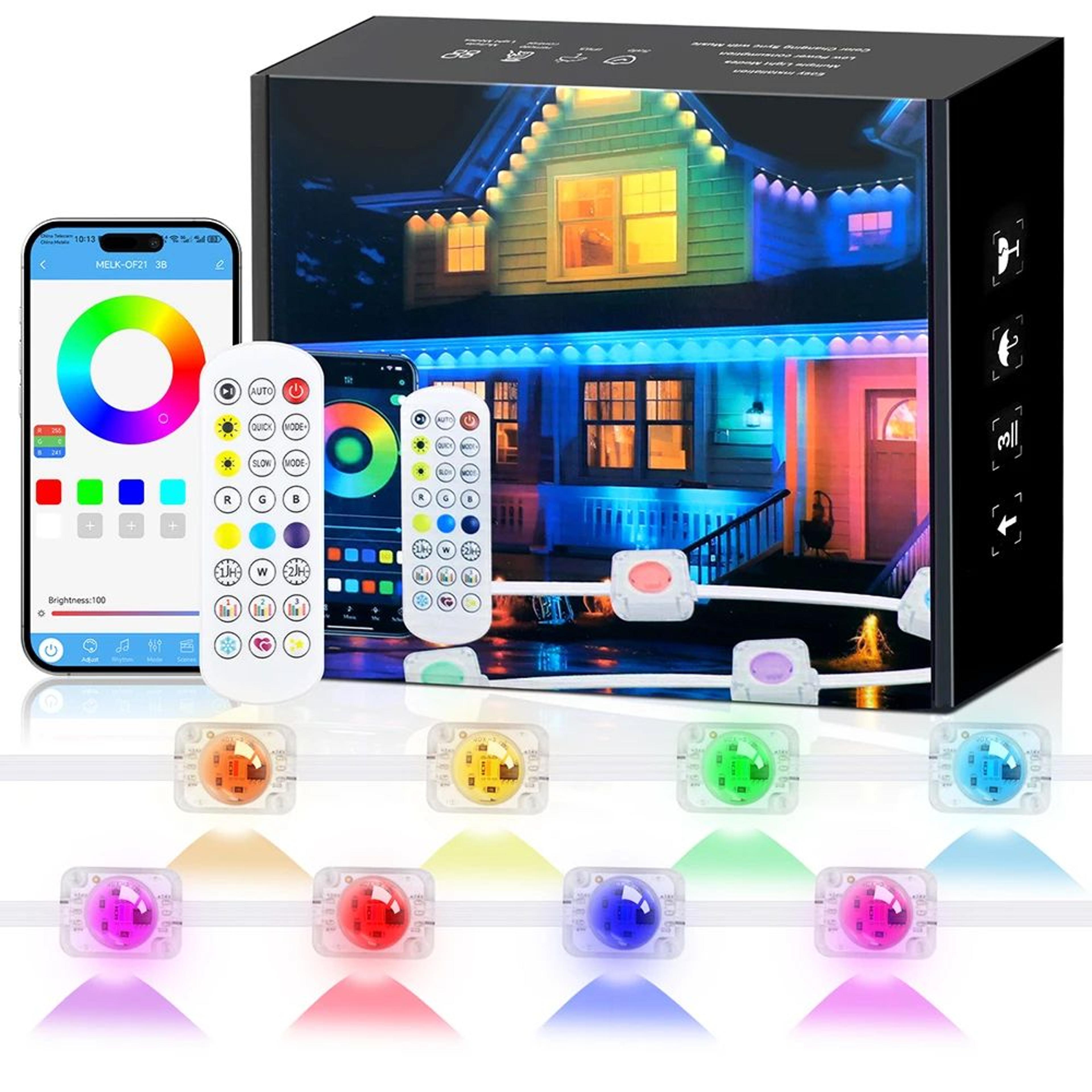 smart rgbcct permanent outdoor eaves lights with bluetooth remote ip67