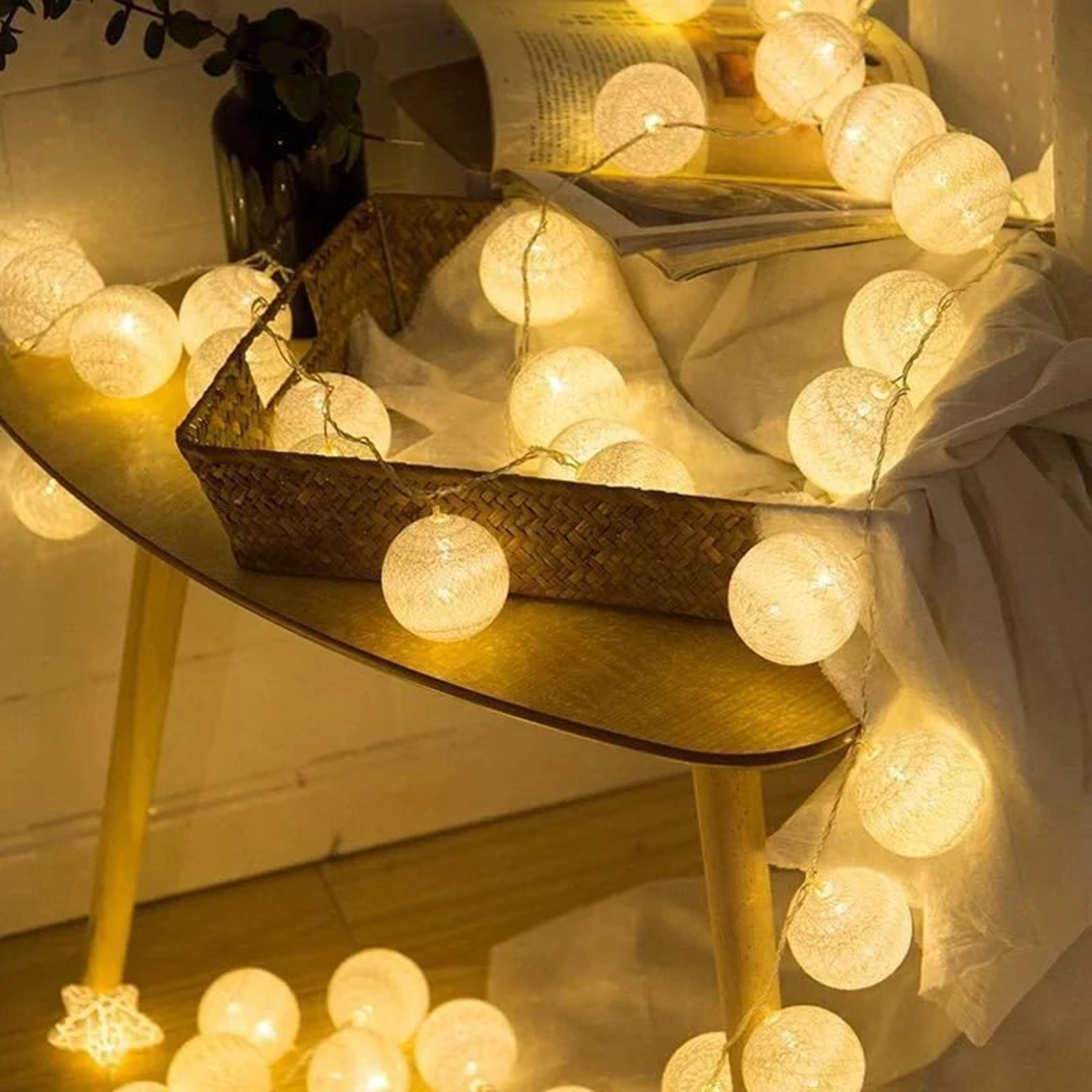 cozy cotton ball fairy string lights 10/20 led decorative garland