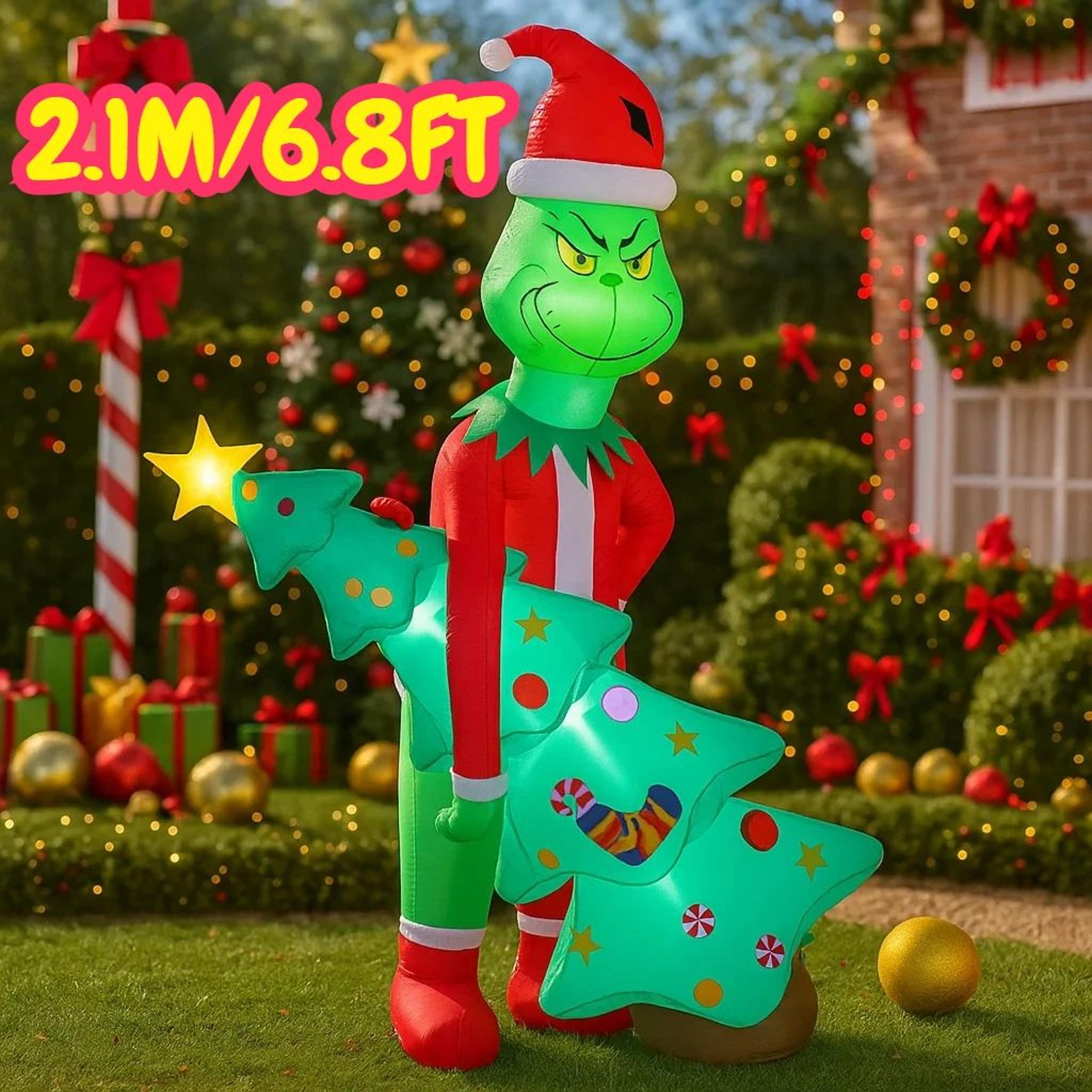 6.8ft lighted grinch christmas inflatable outdoor yard decoration