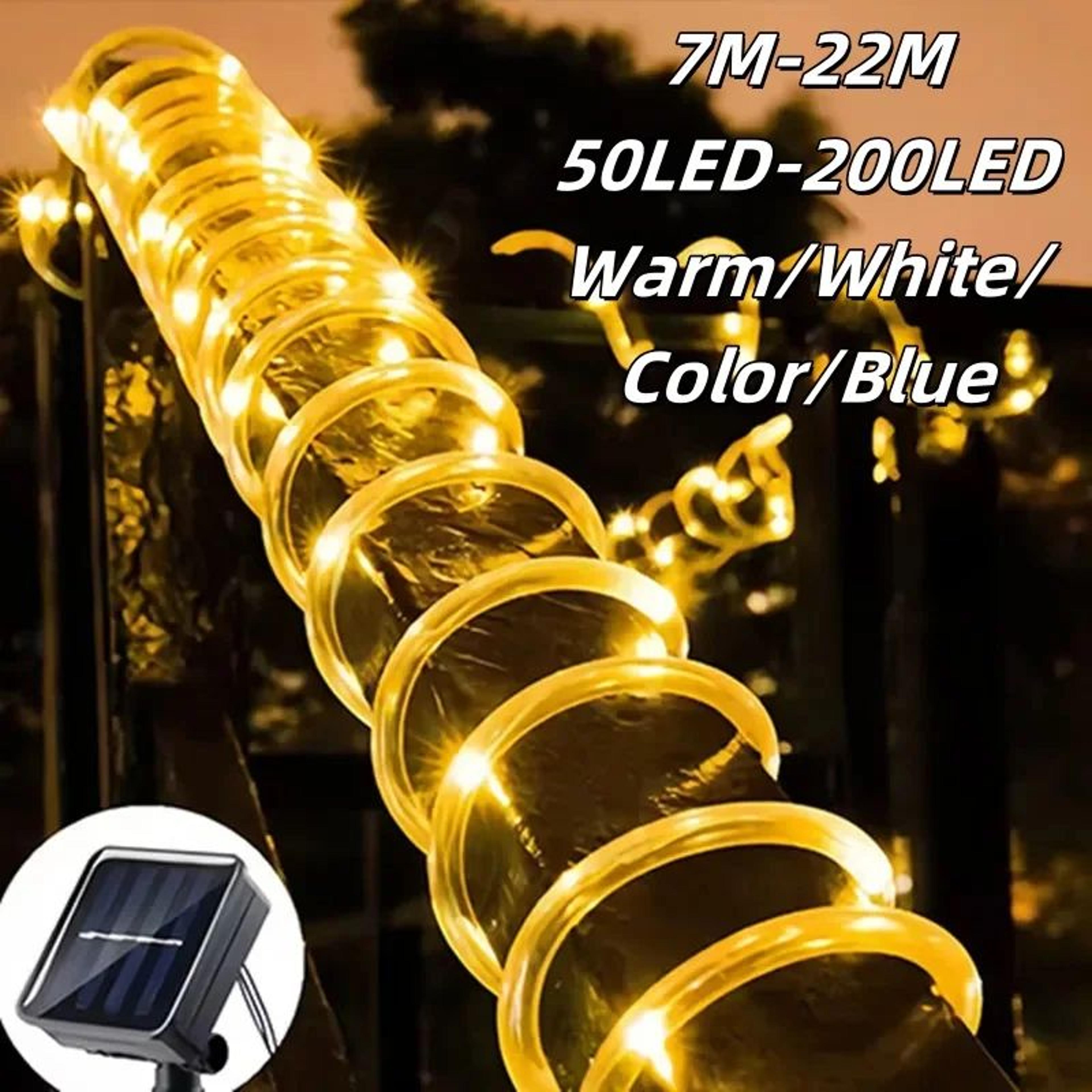 solar led rope lights outdoor waterproof 8 mode garden fairy lights