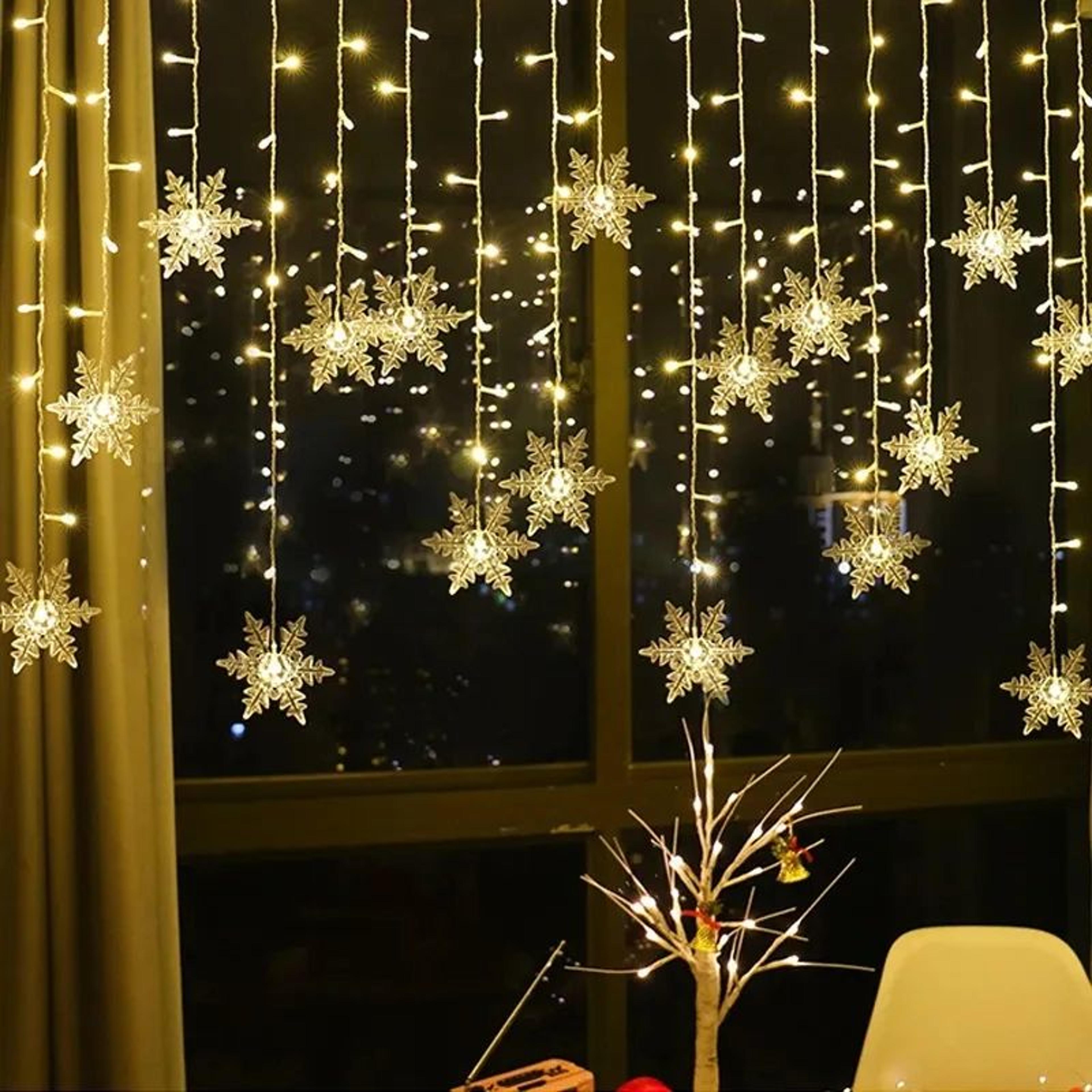 3.2m led snowflake curtain lights waterproof christmas fairy lights