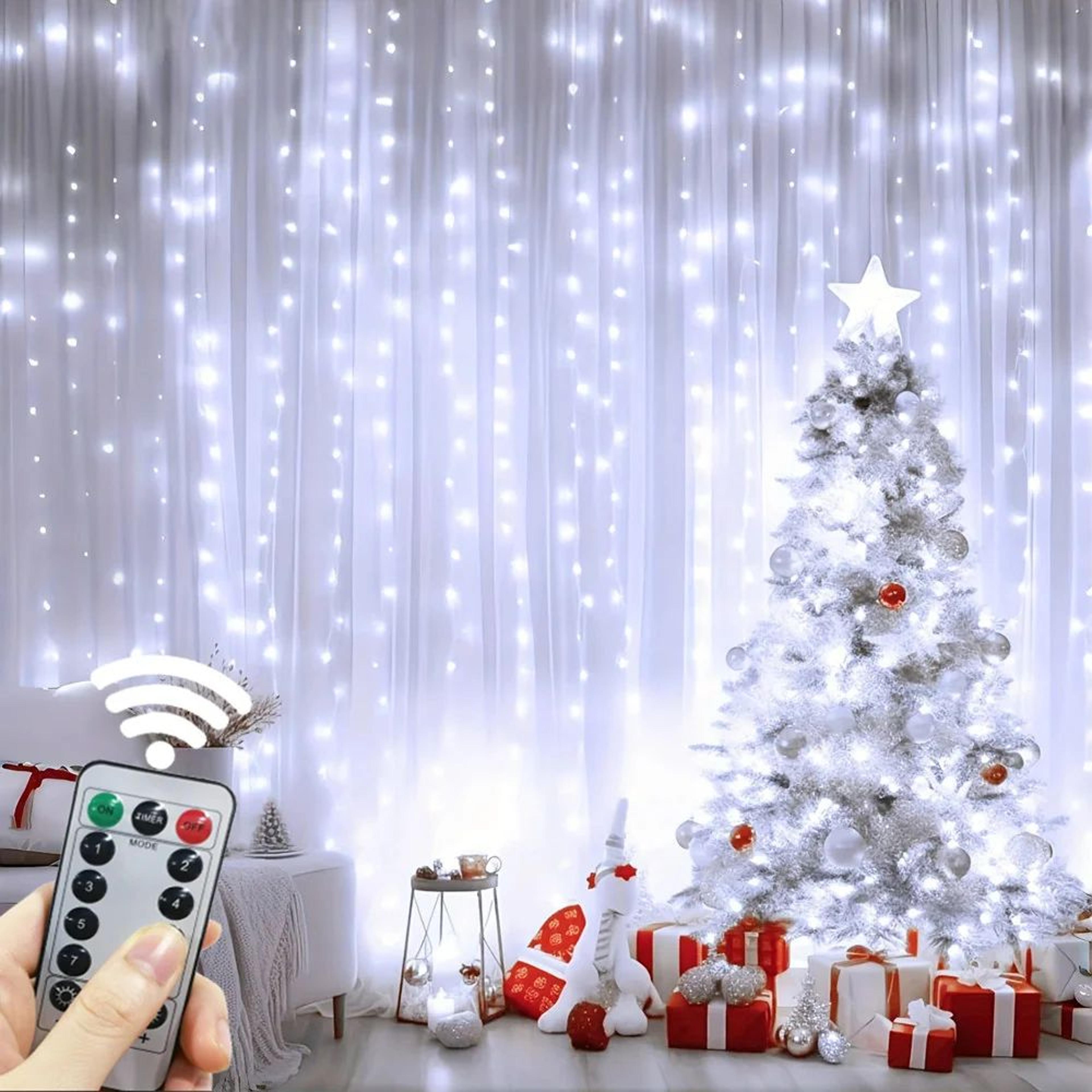 usb led curtain fairy lights with remote, 8 modes, 3m wide