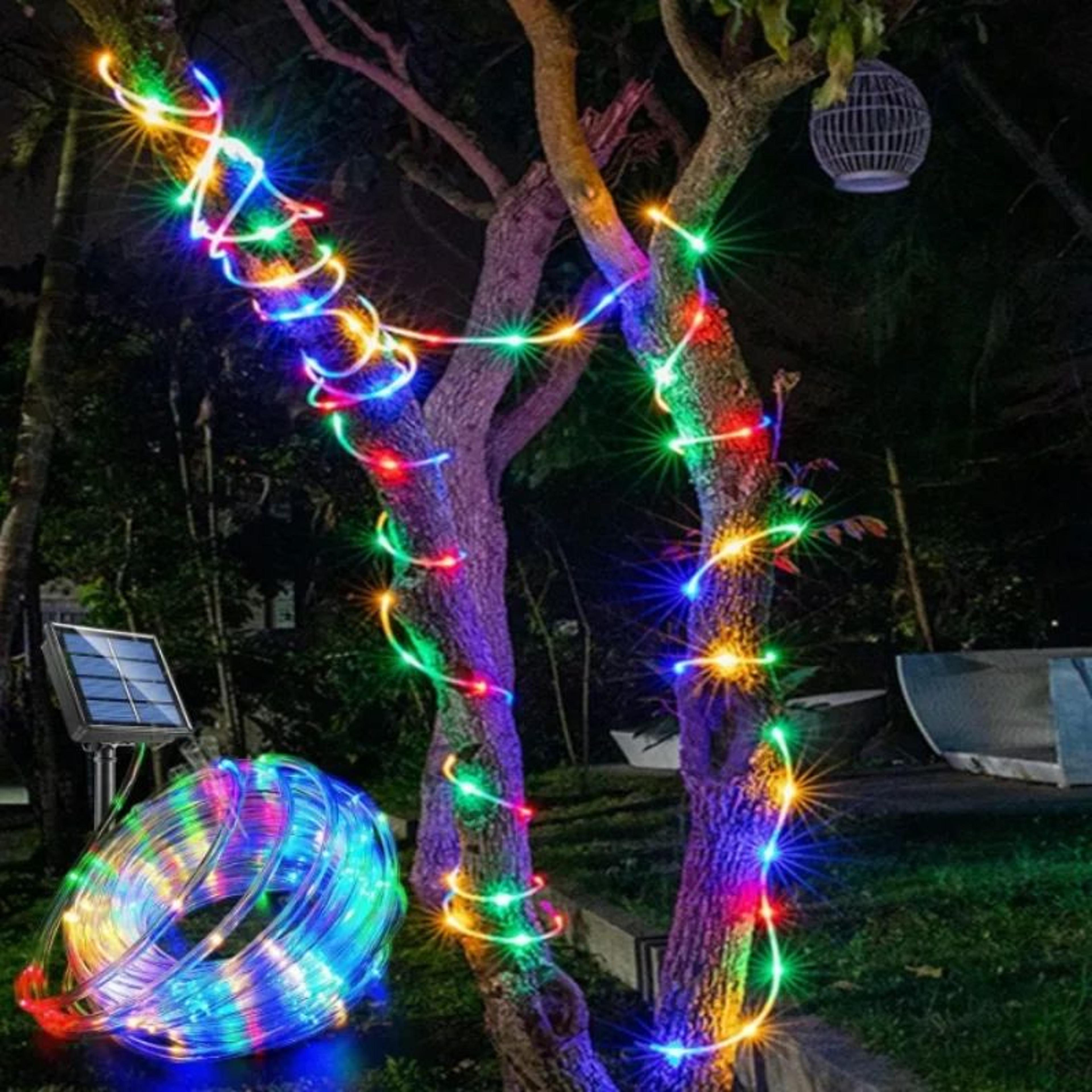 solar led rope lights 7m 12m waterproof outdoor garden string lights