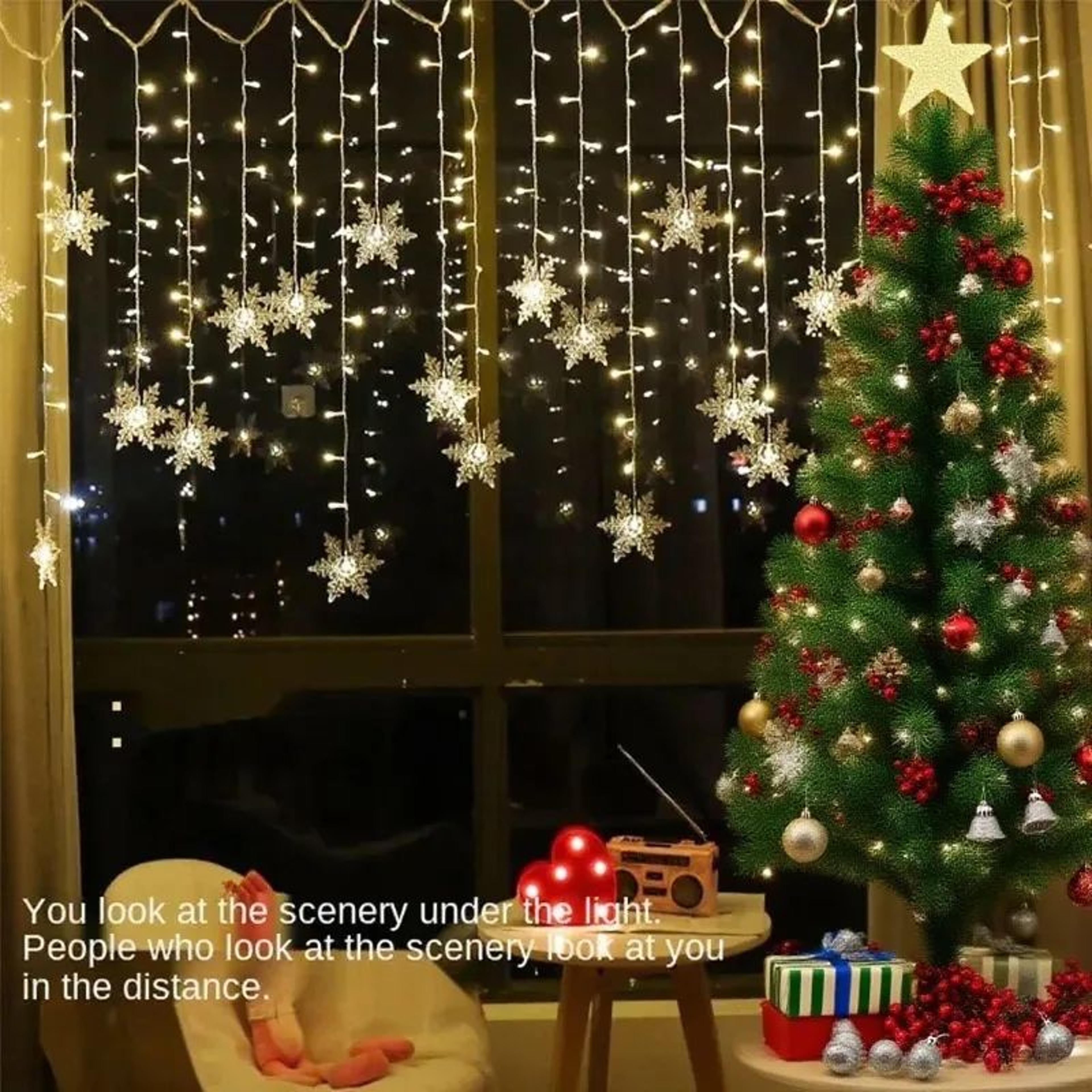 3.2m snowflake led curtain lights 8 modes 110v 220v christmas window decor