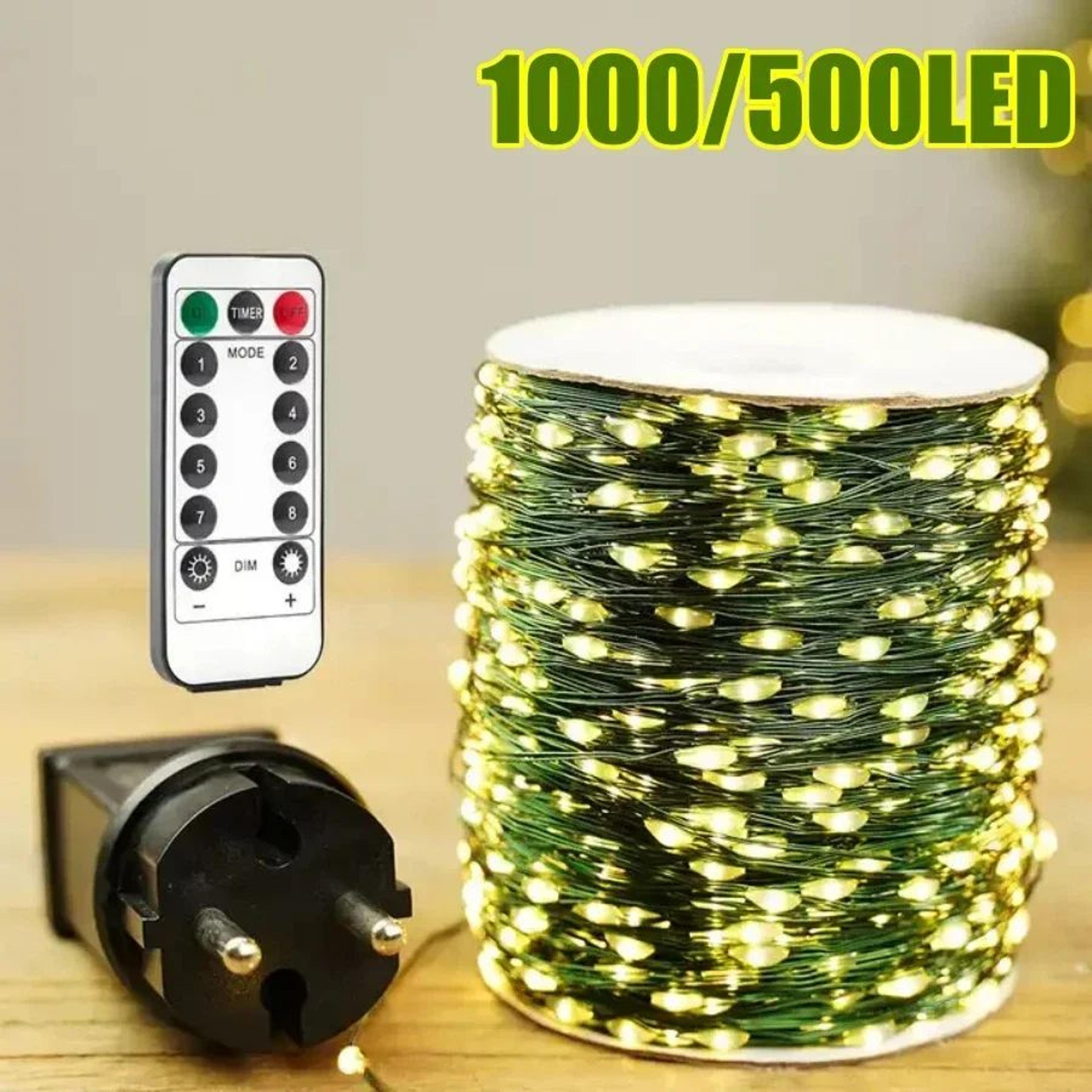 500/1000 led waterproof christmas string lights with green wire and us/eu plug