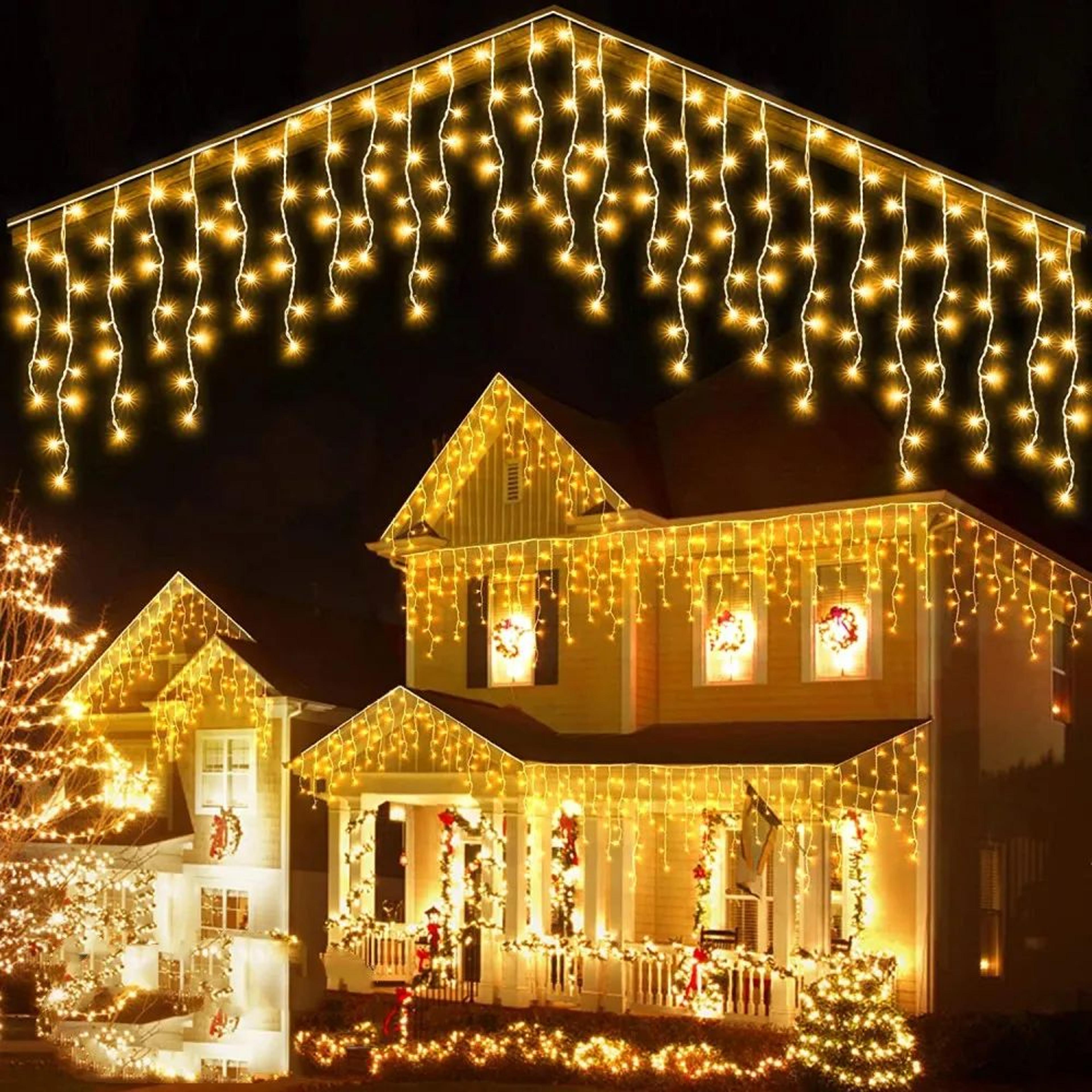 5m waterfall led curtain string lights with 8 modes for eaves and holiday decor