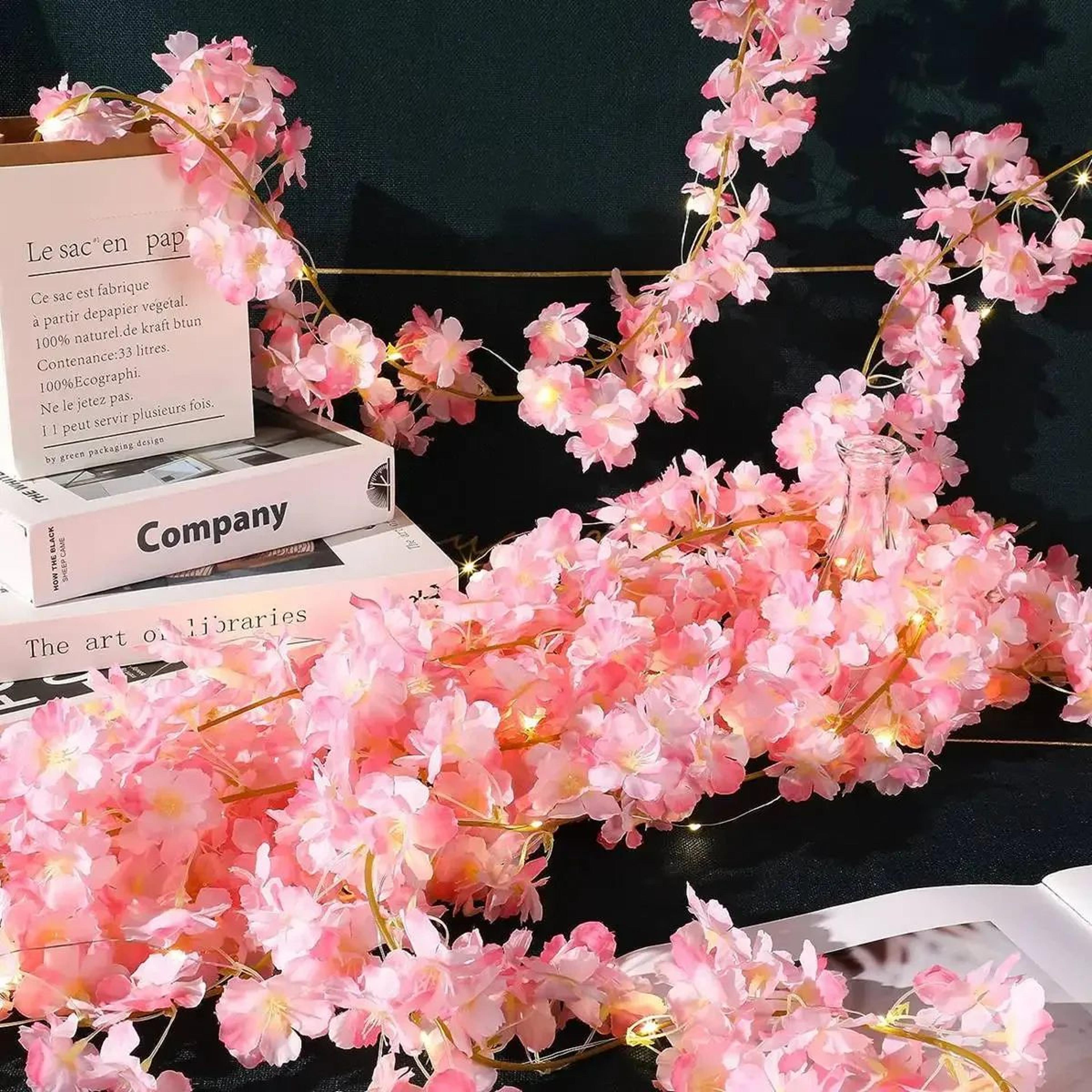 cherry blossom string lights with artificial flower vine 10 20 50 led