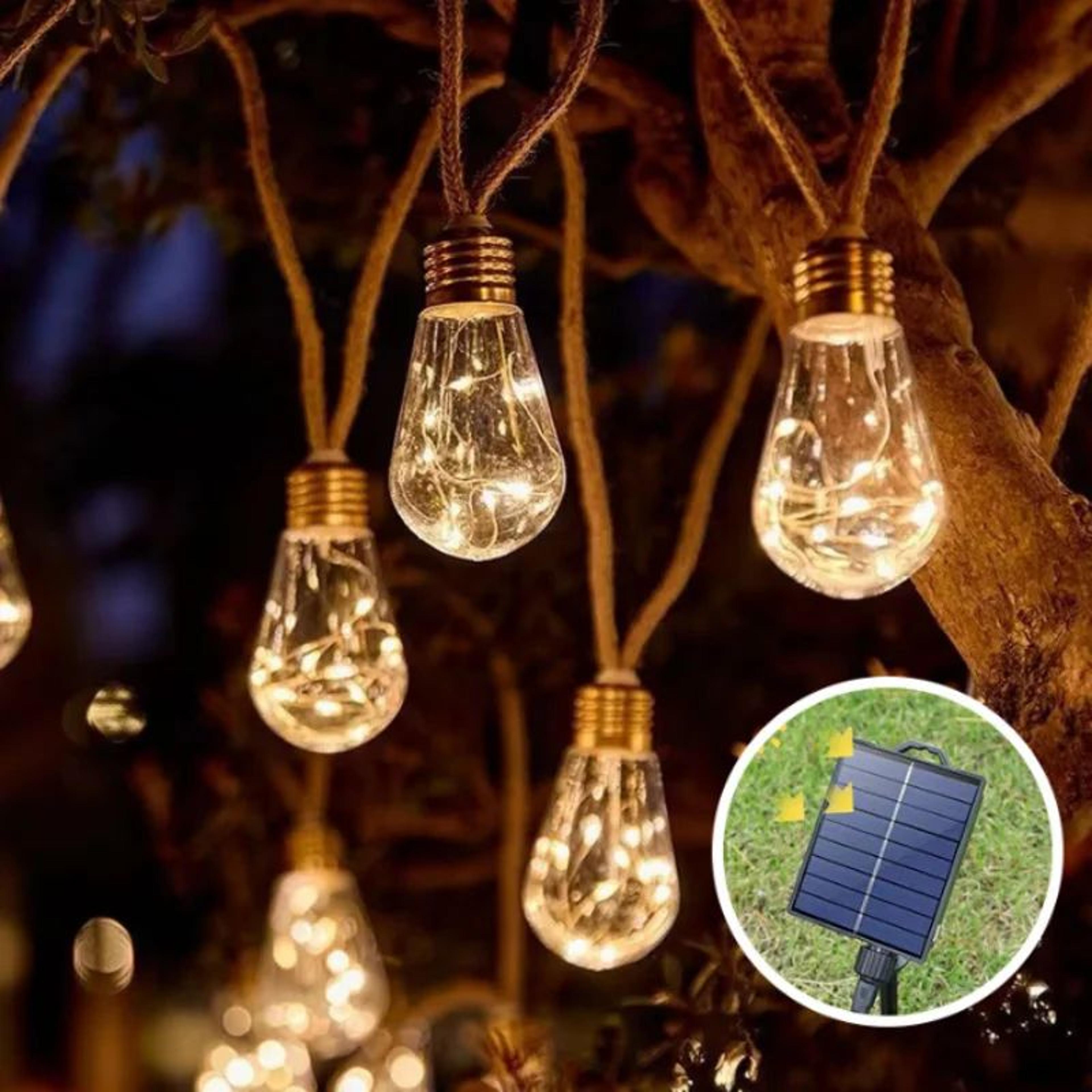 solar outdoor string lights 10/15 bulbs with 8 lighting modes