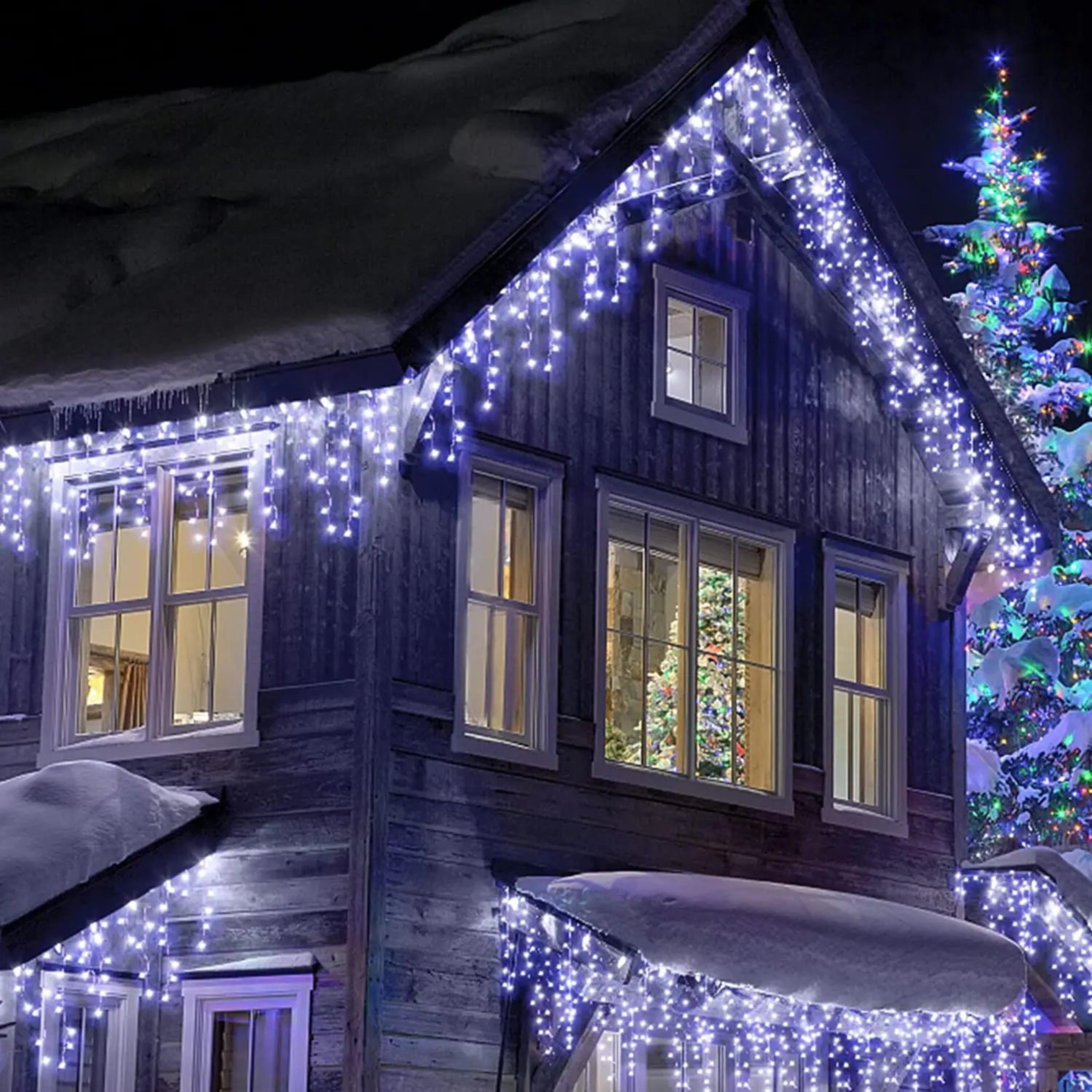 4m–20m led icicle string lights with 8 modes for outdoor christmas decor