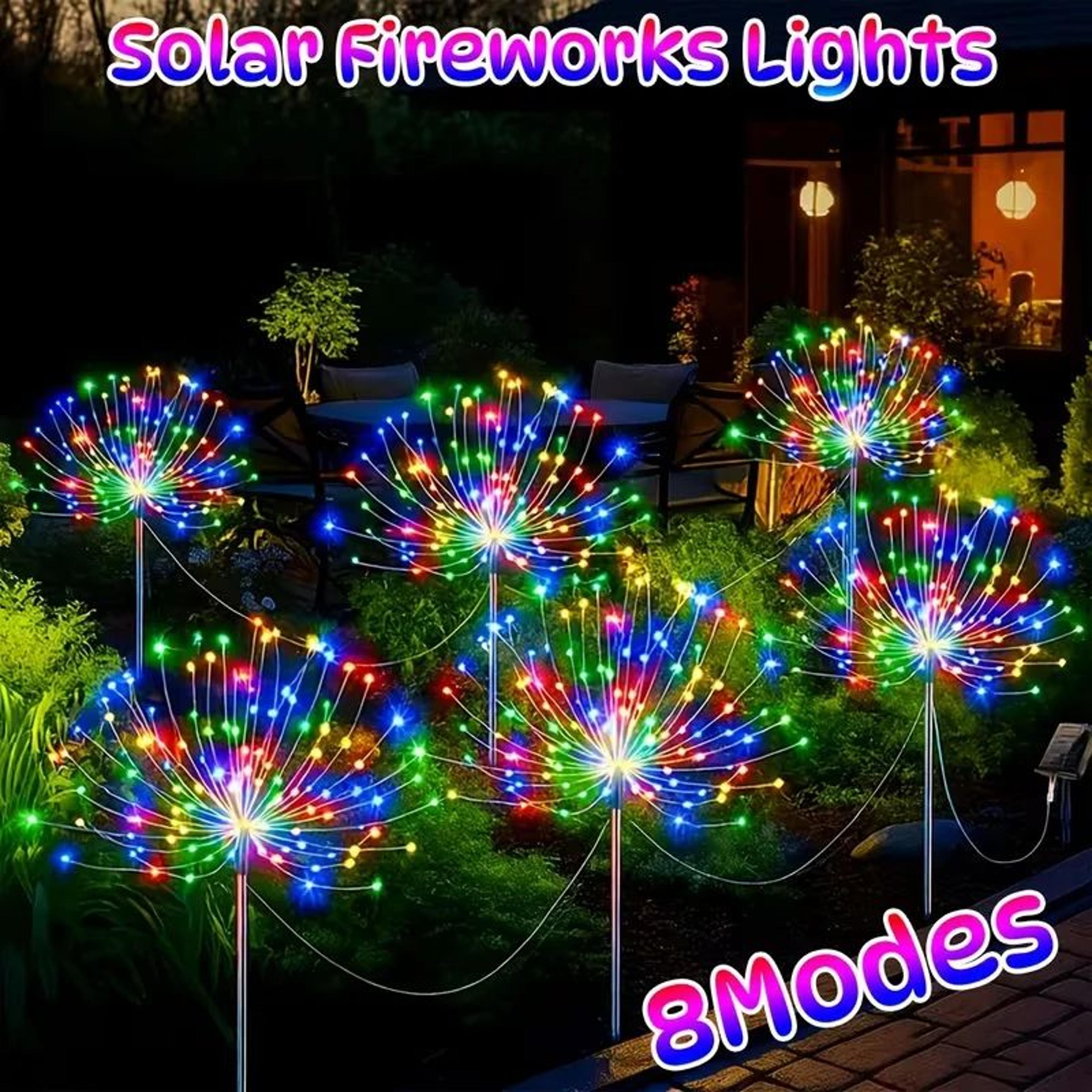 4/5/6 pack solar firework lights ip65 outdoor garden lights with 8 modes