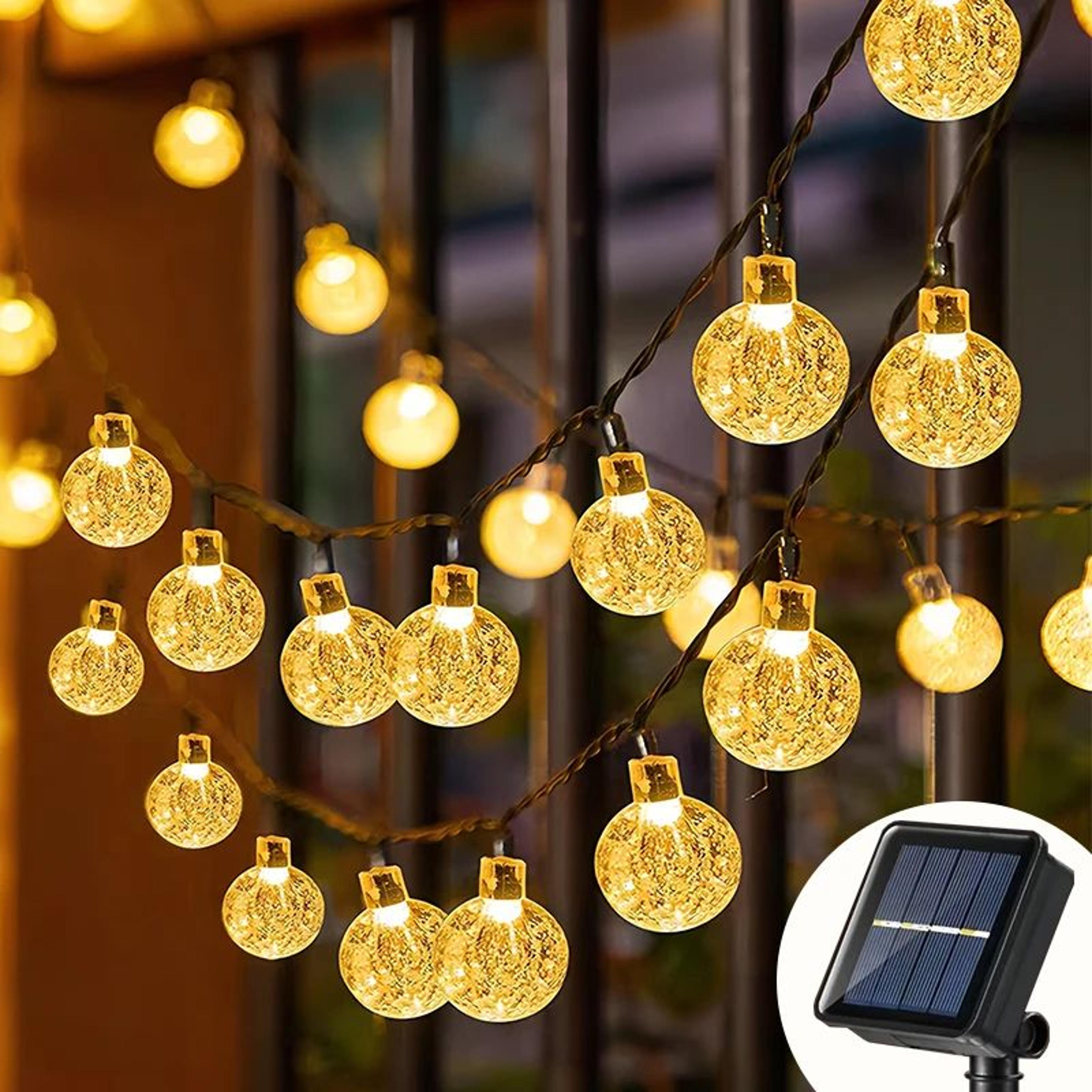 solar crystal ball string lights outdoor waterproof fairy lights