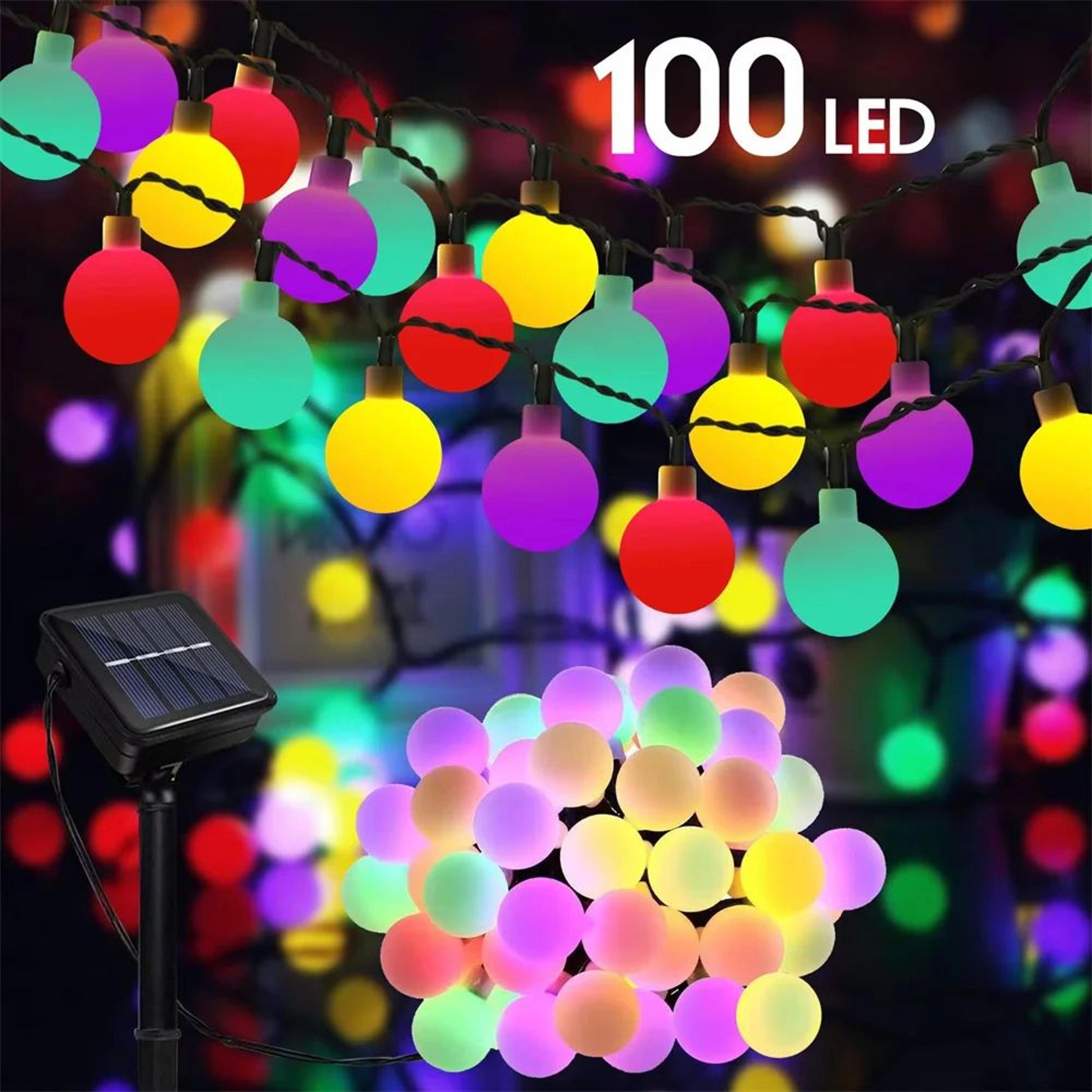 100 led frosted globe solar string lights ip65 waterproof with 8 modes