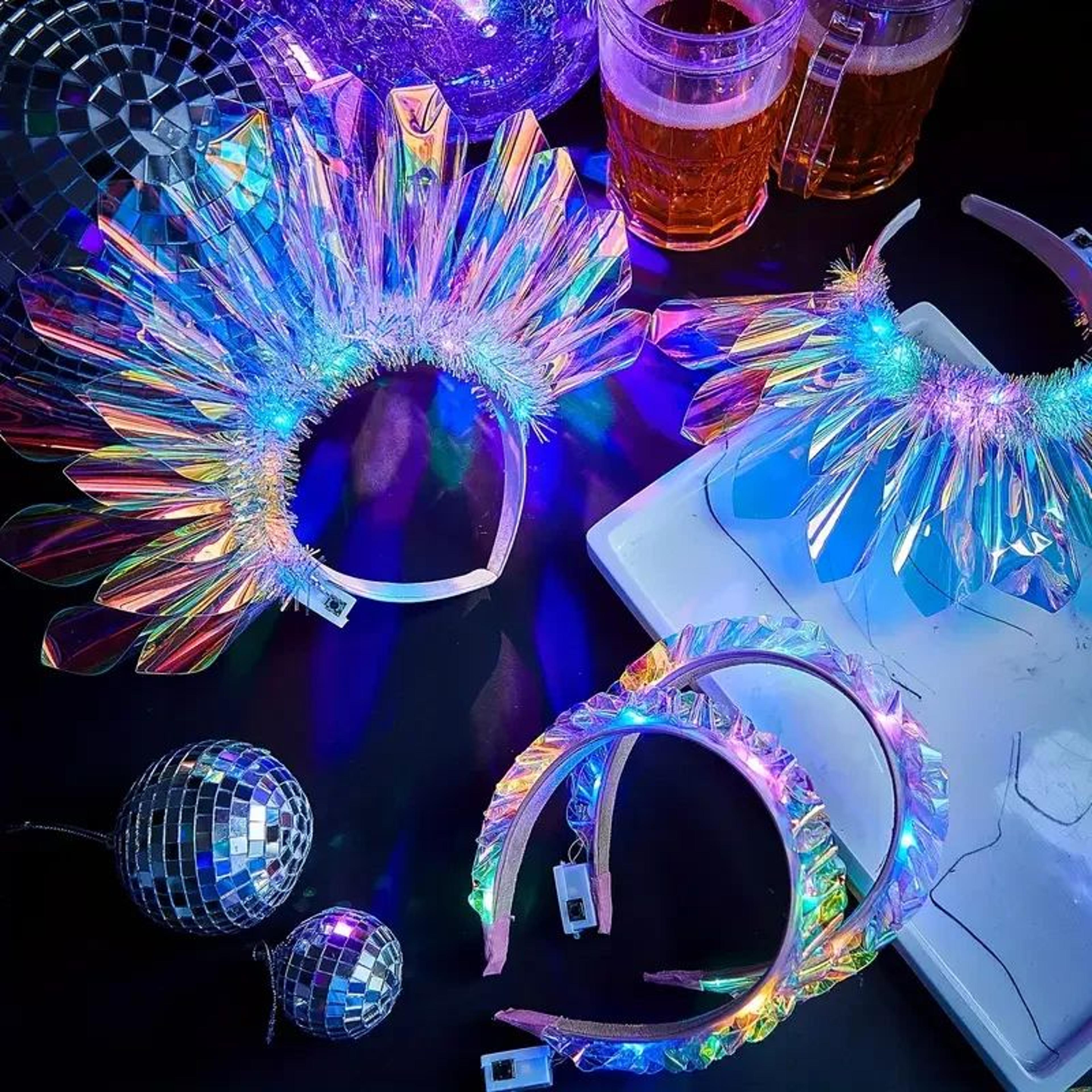 colorful led laser headband light up hair hoop for parties and festivals