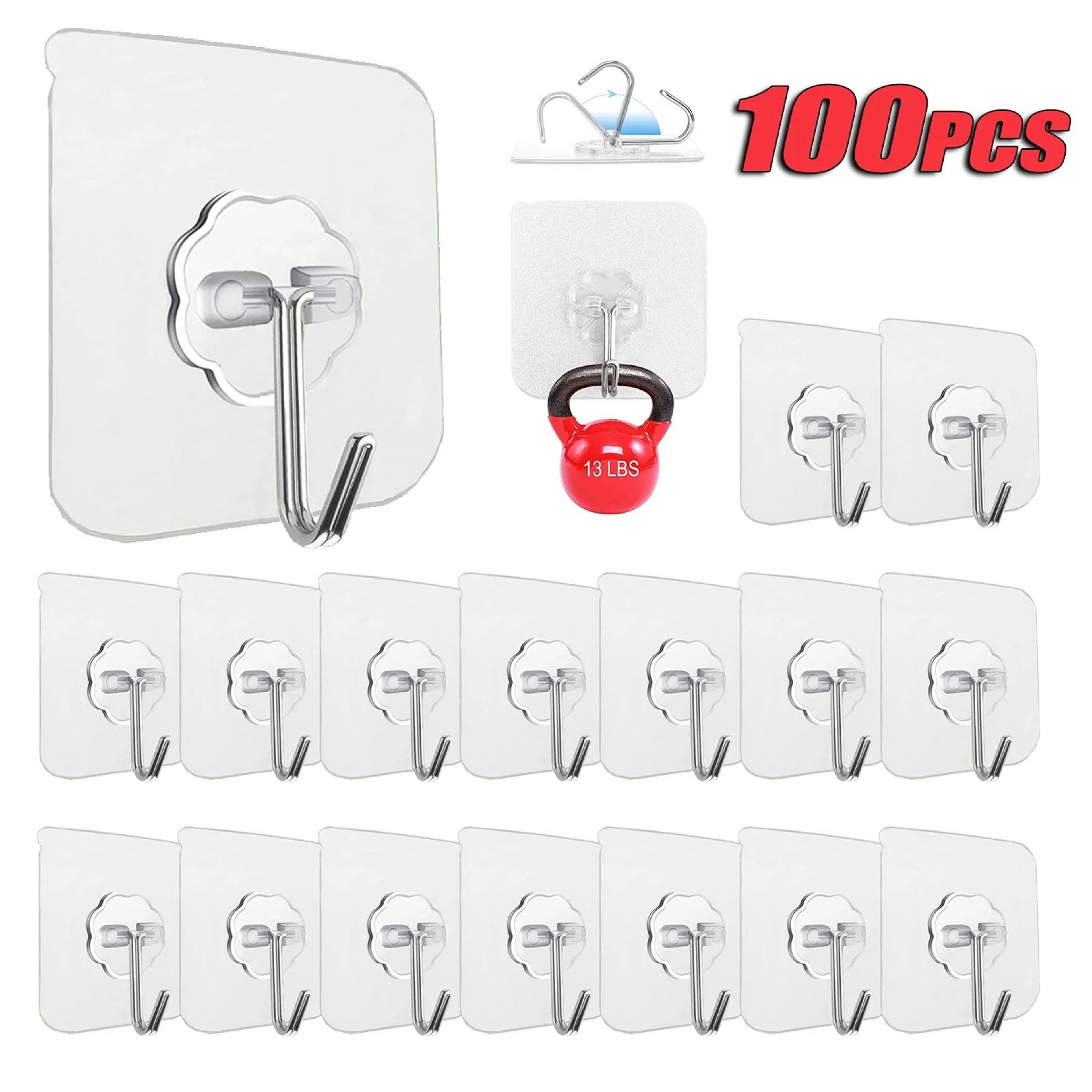 100-300pcs transparent self-adhesive wall hooks stainless steel waterproof hangers