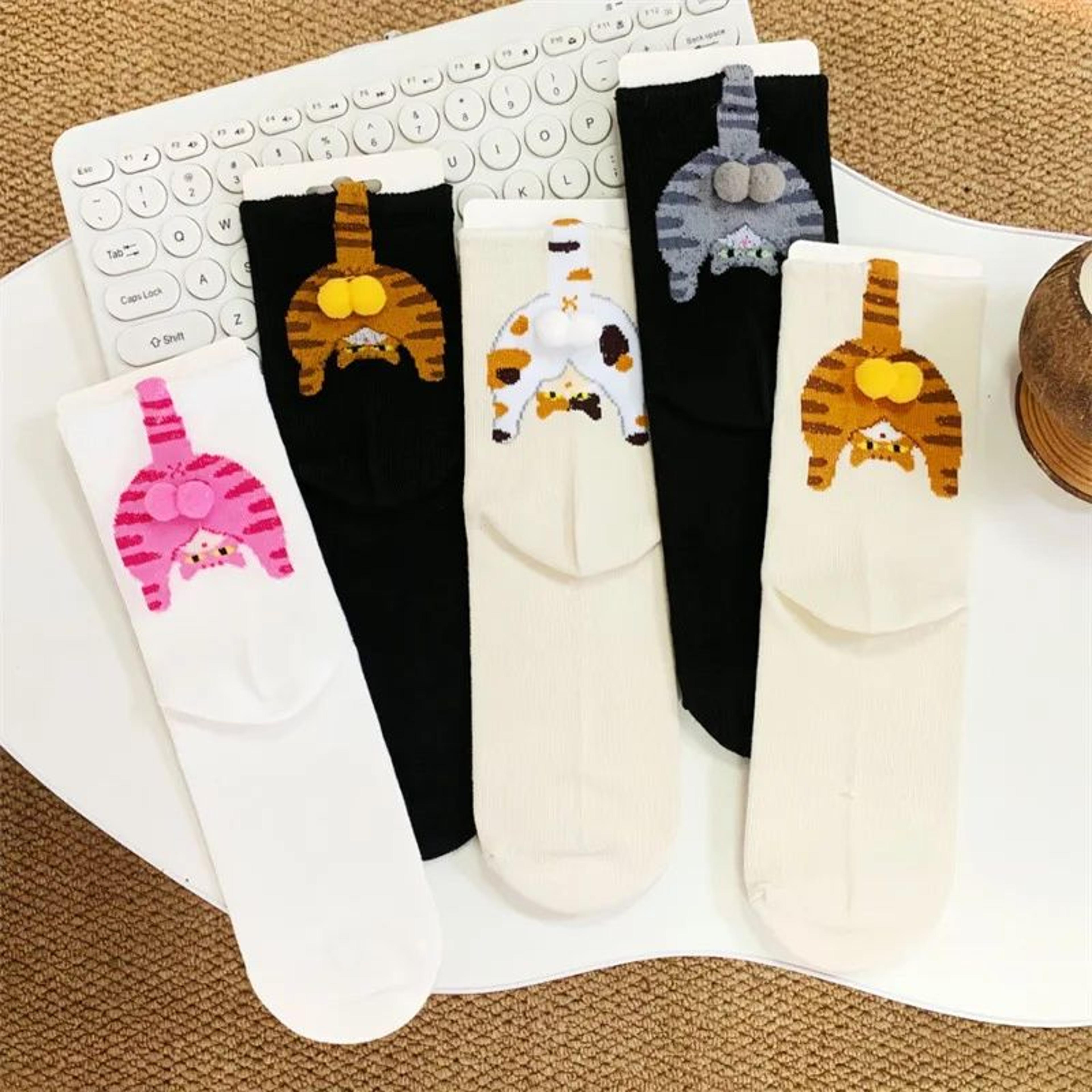 3d cat egg socks warm mid tube funny cat lover socks