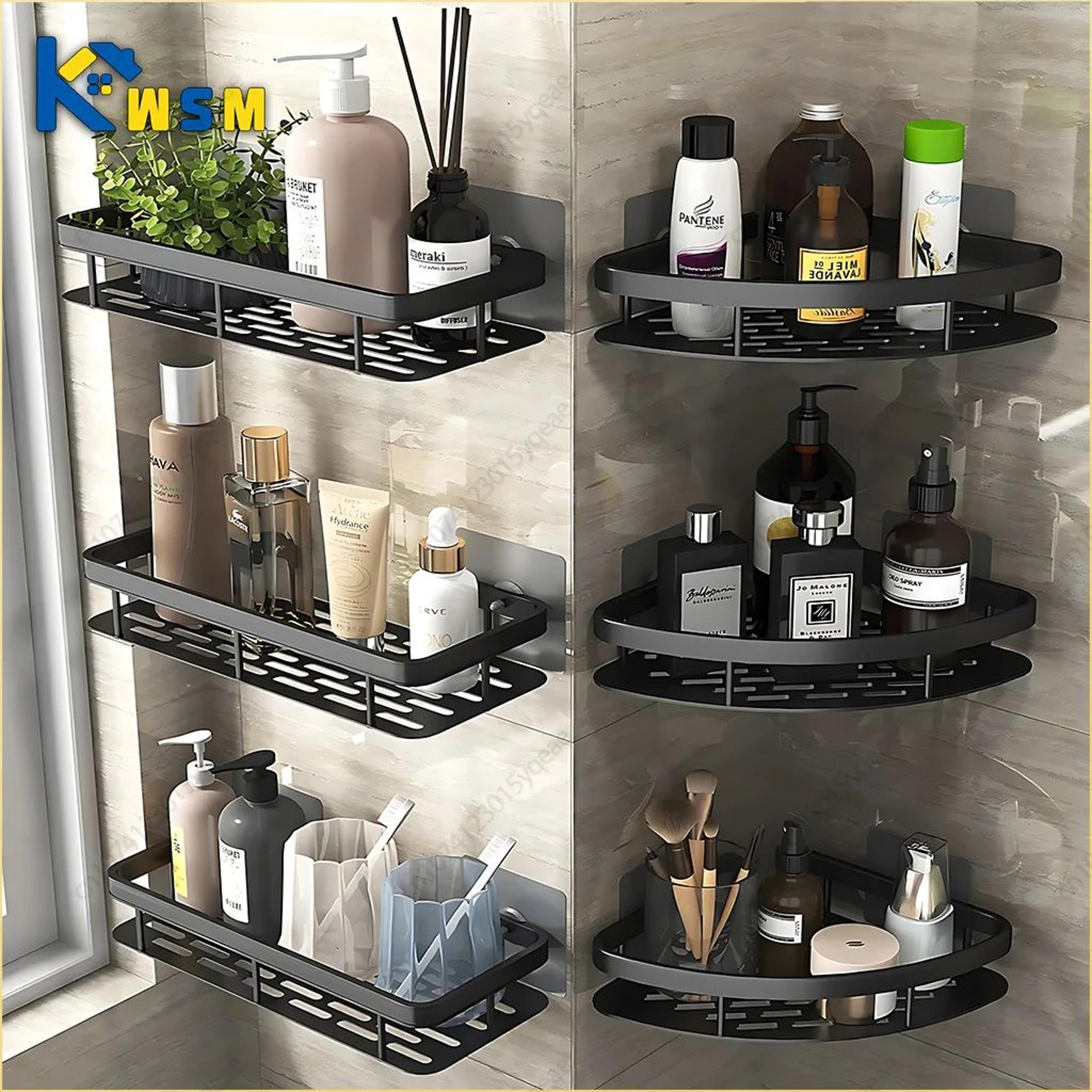 no drill aluminum bathroom corner shelf shower organizer