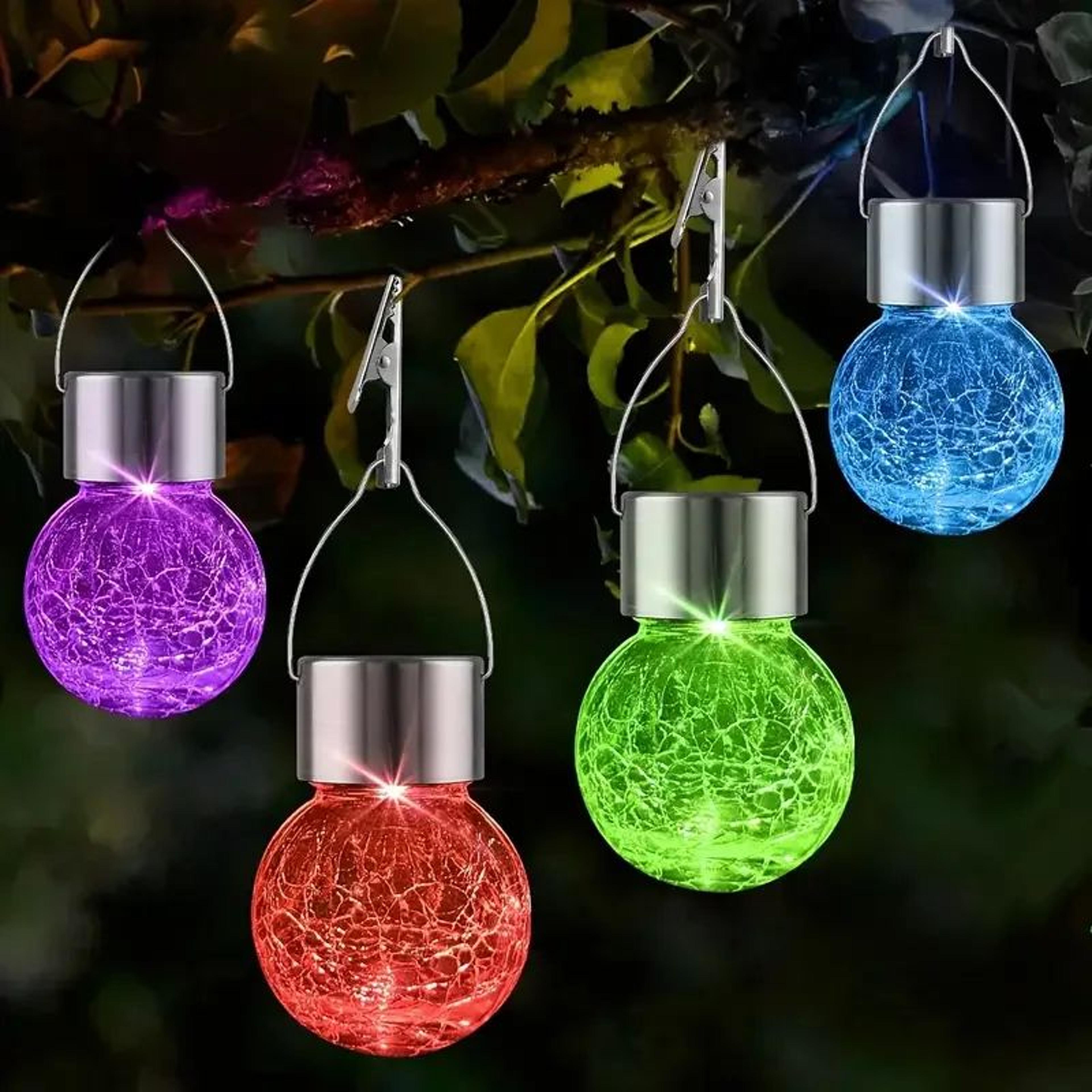 solar cracked glass ball hanging garden lights 1/3/5pcs