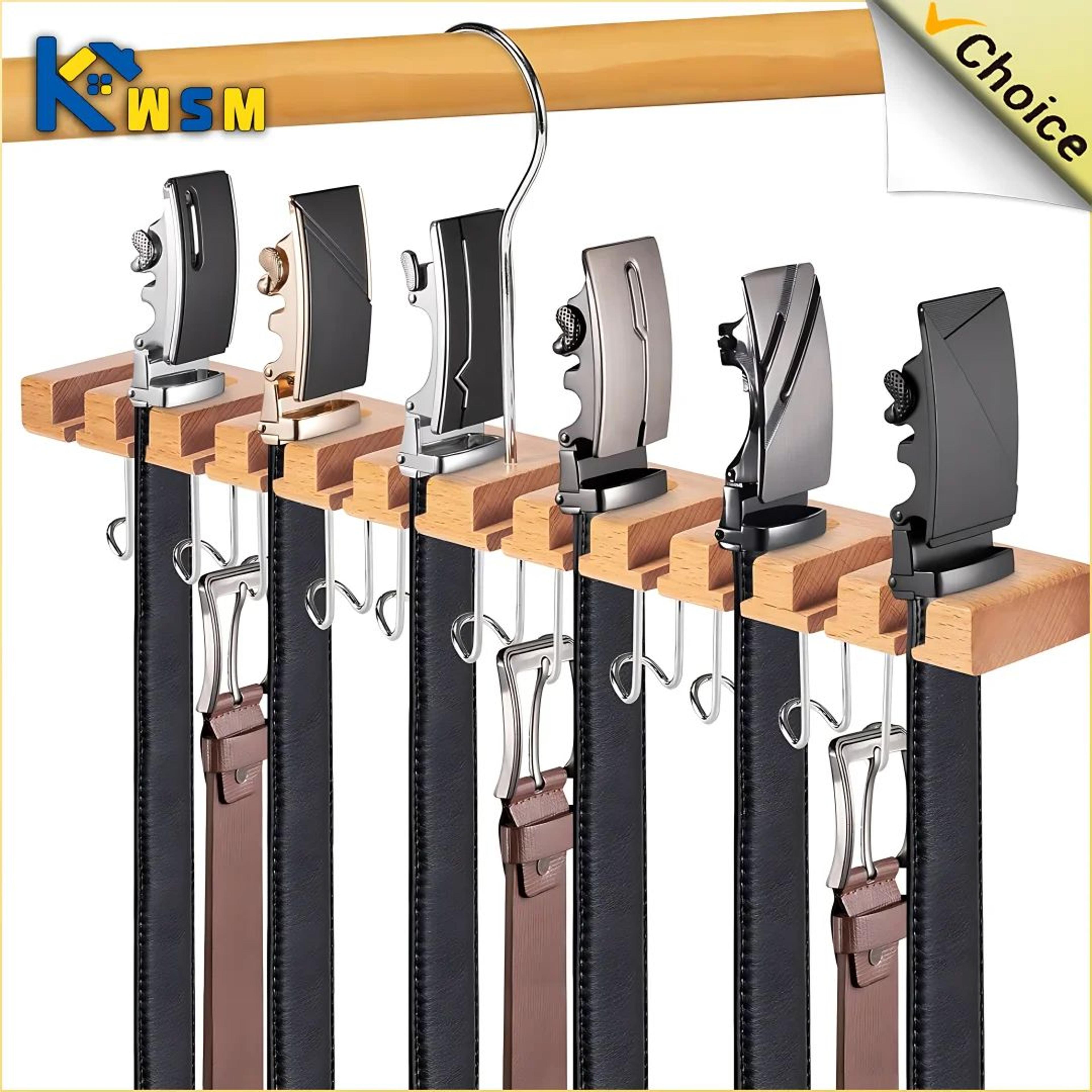 360° rotating belt hanger and tie organizer for space-saving closet storage