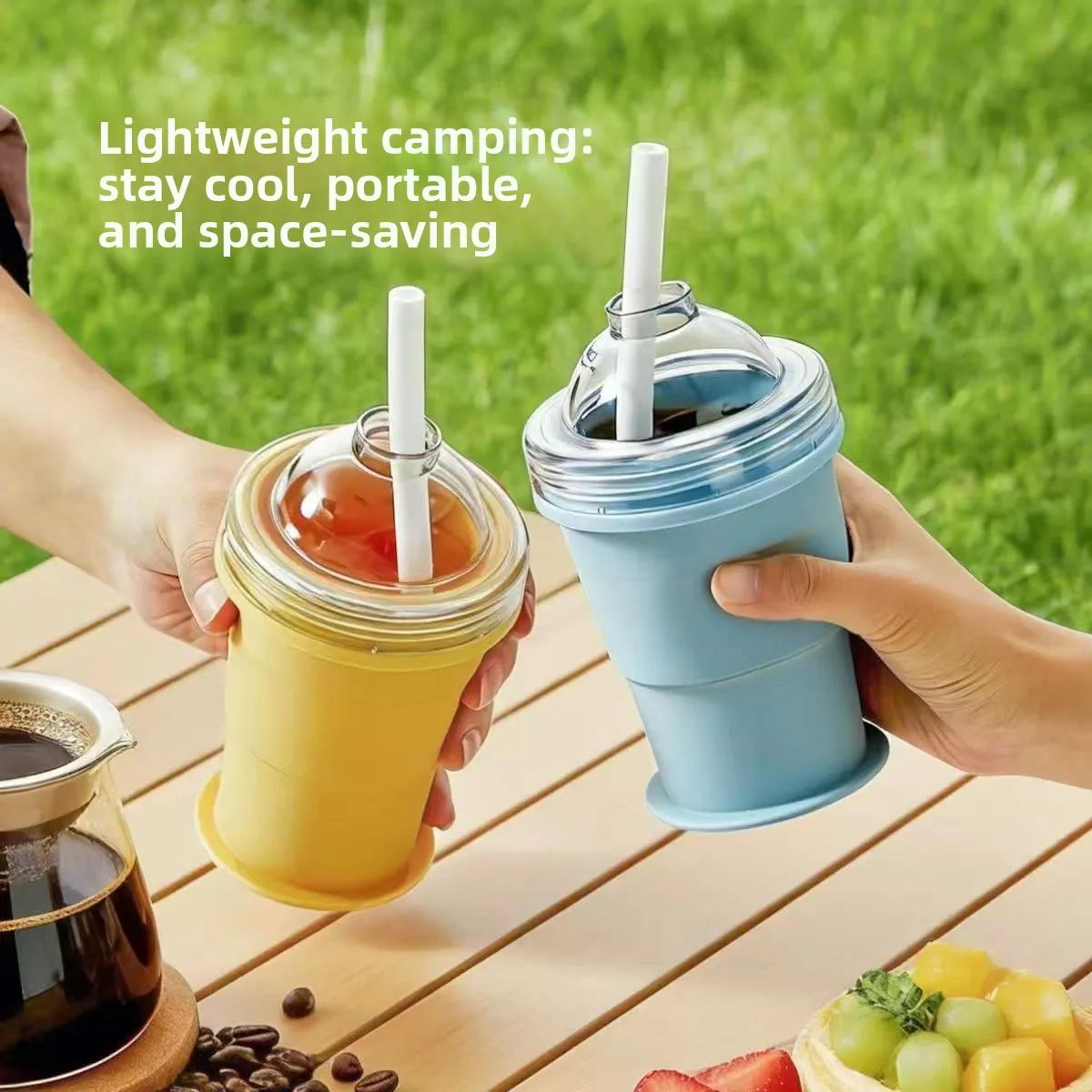 2-in-1 foldable silicone ice ball maker cup with large ice sphere mold