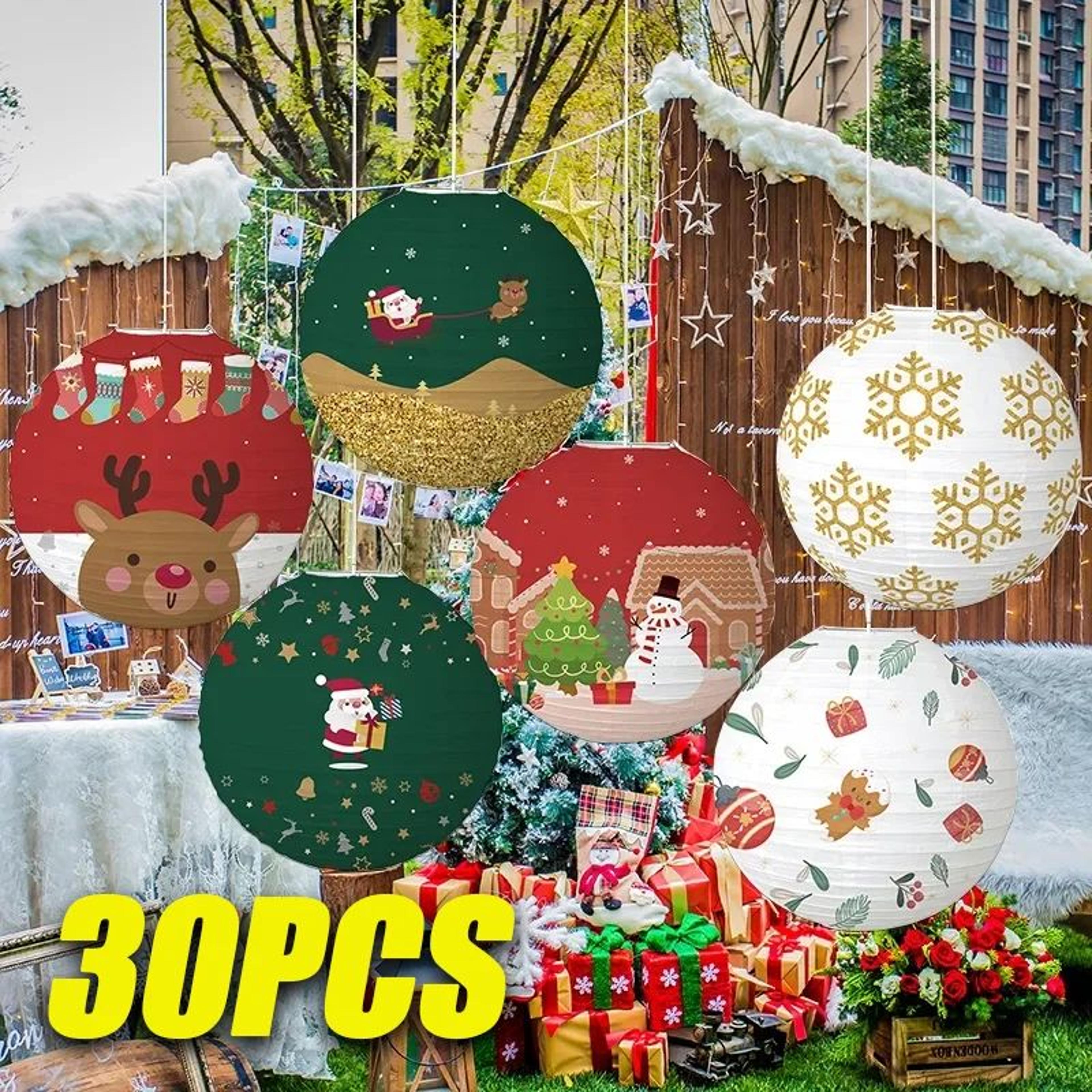 christmas paper lanterns santa snowman reindeer hanging holiday decorations