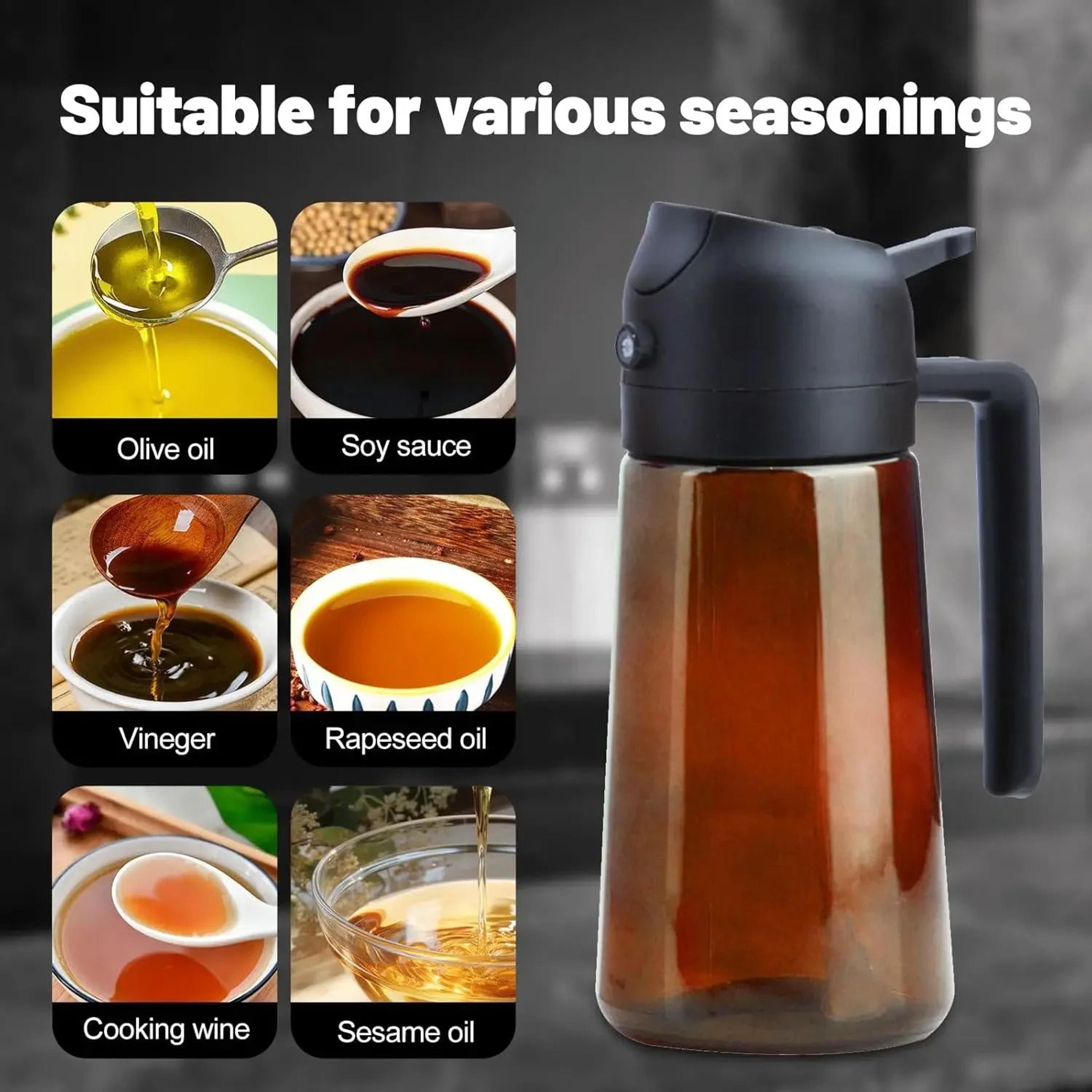 470ml amber glass 2-in-1 olive oil sprayer and dispenser