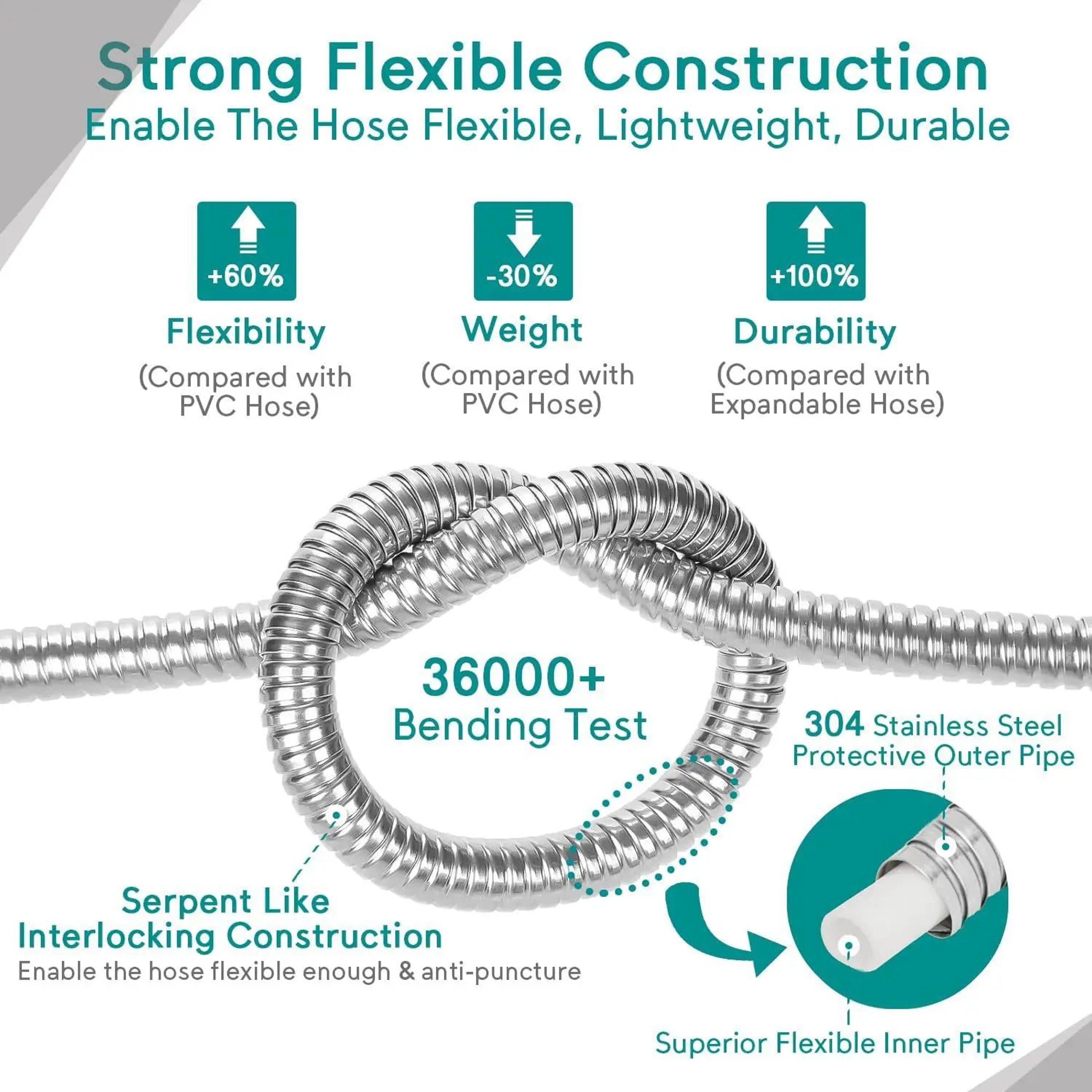 heavy duty stainless steel garden hose 25-75ft kink resistant metal water hose