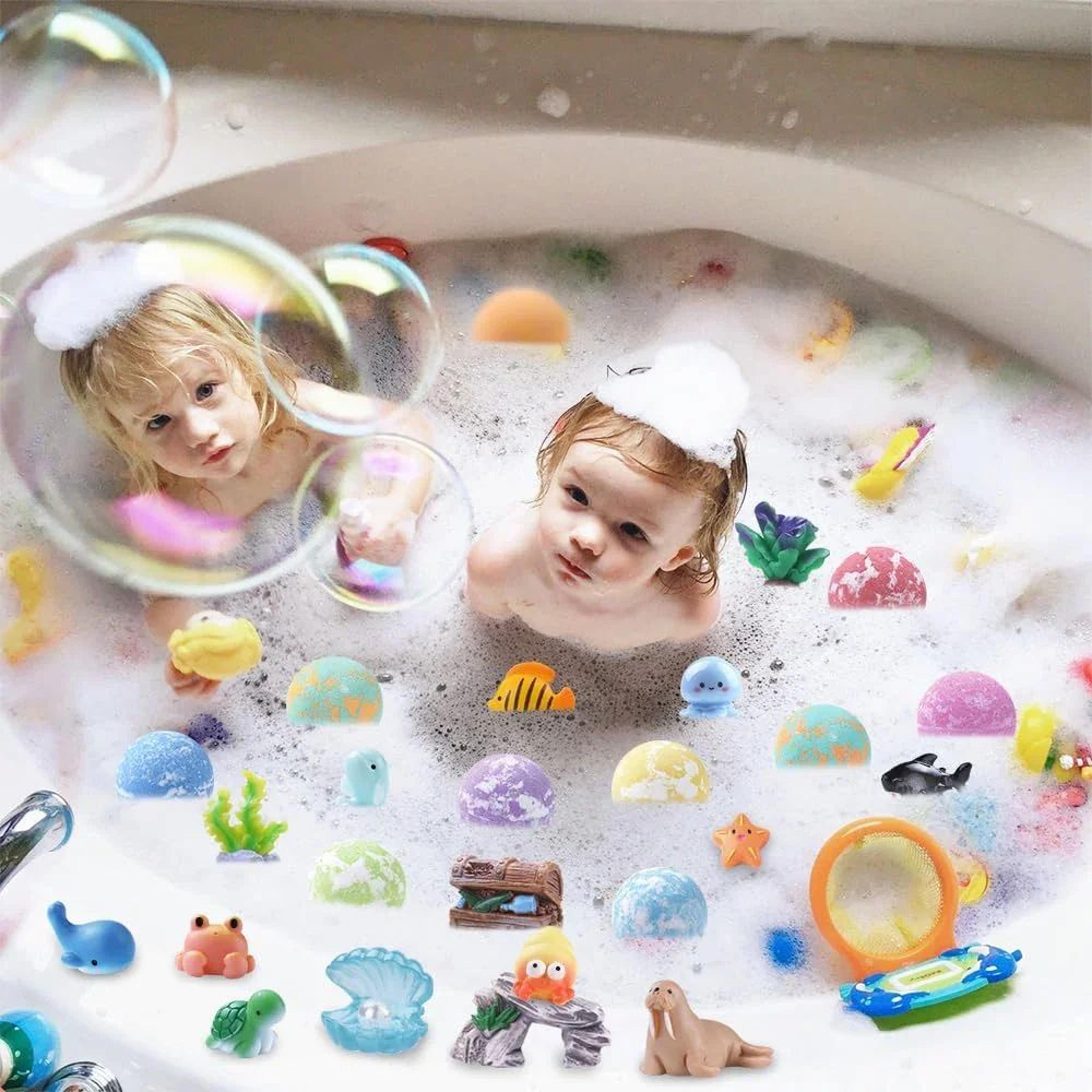 kids surprise bath bombs with hidden toy moisturizing fizzy bath set