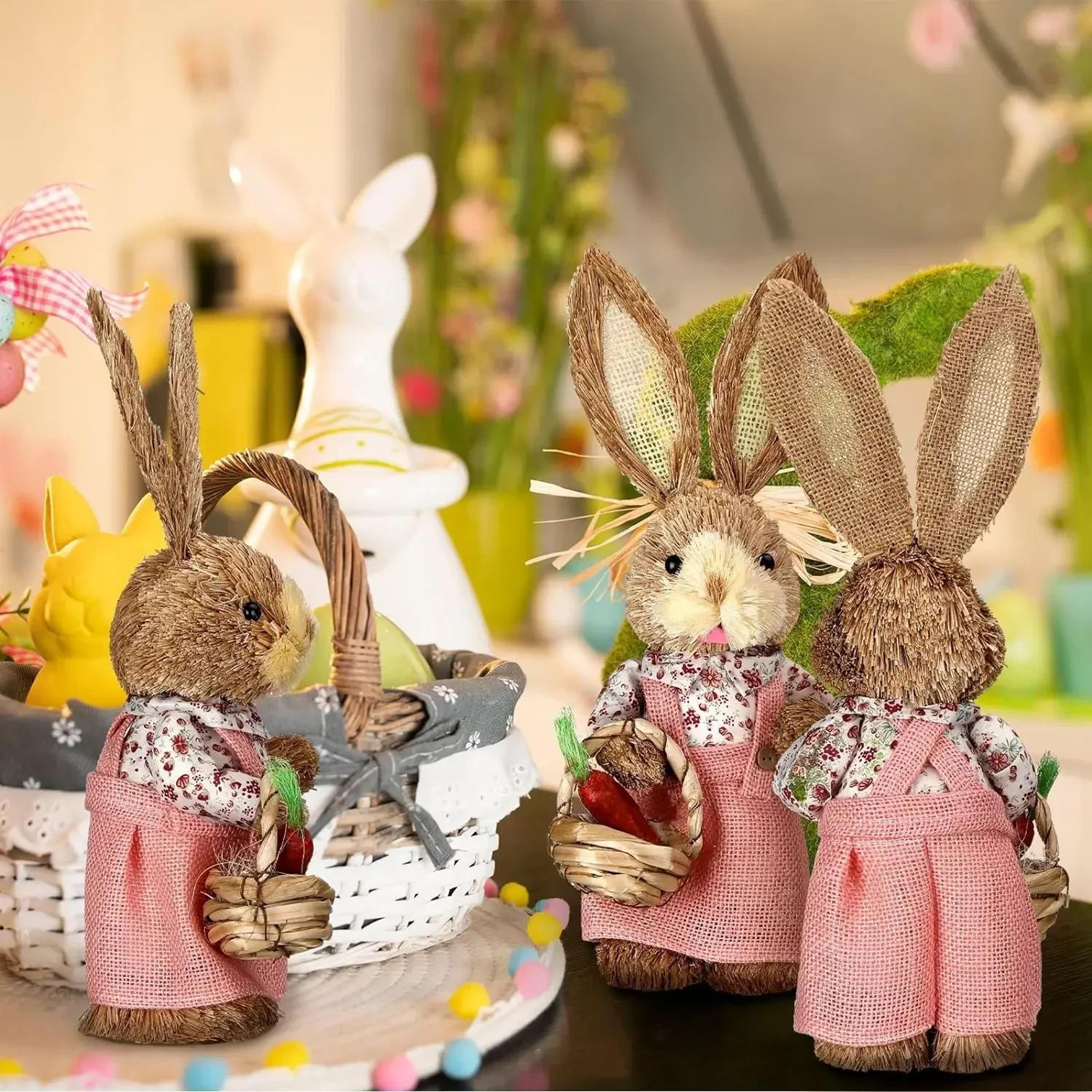 rustic handmade easter bunny ornament for spring home and party decor