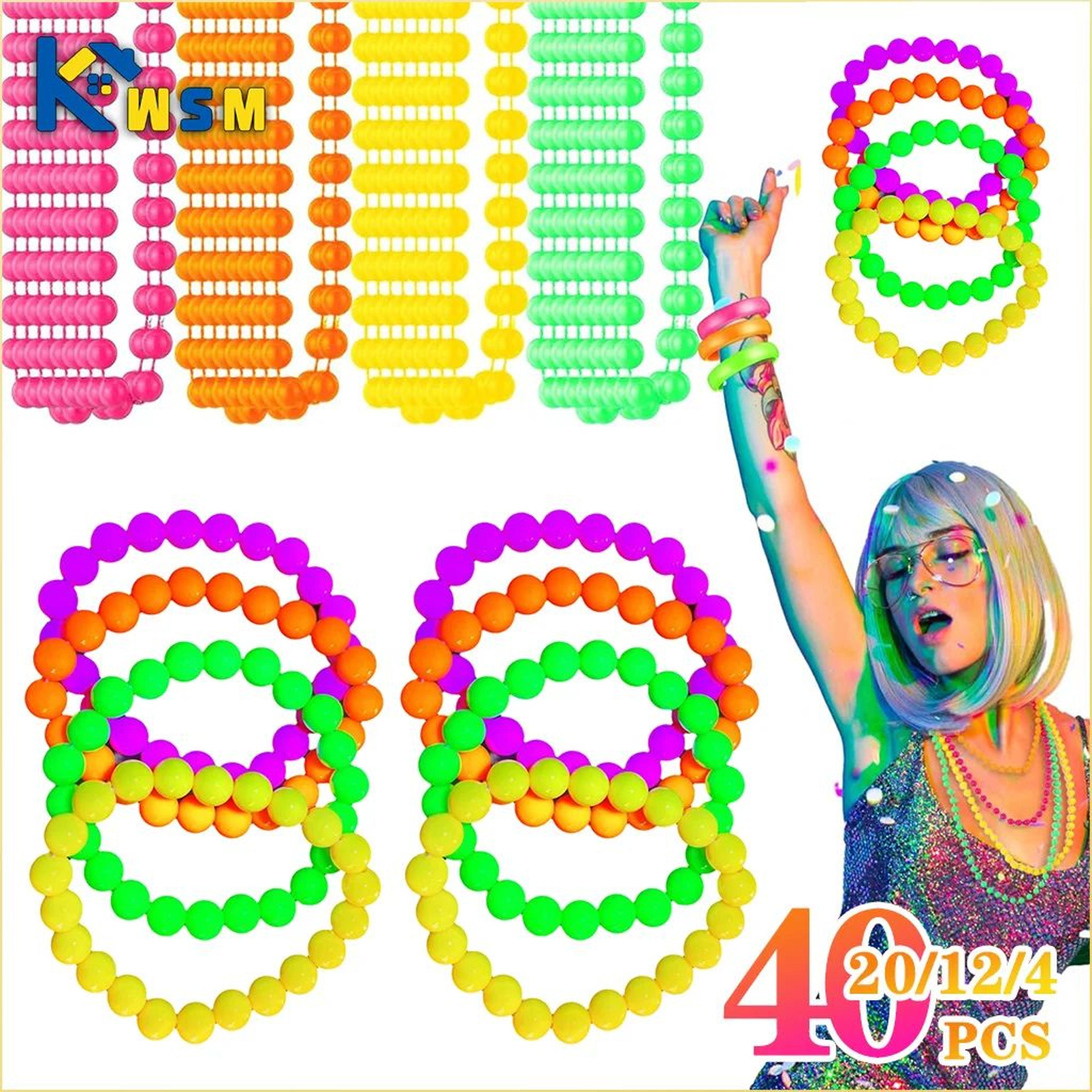 neon beaded necklace and bracelet party accessory set 4-40pcs
