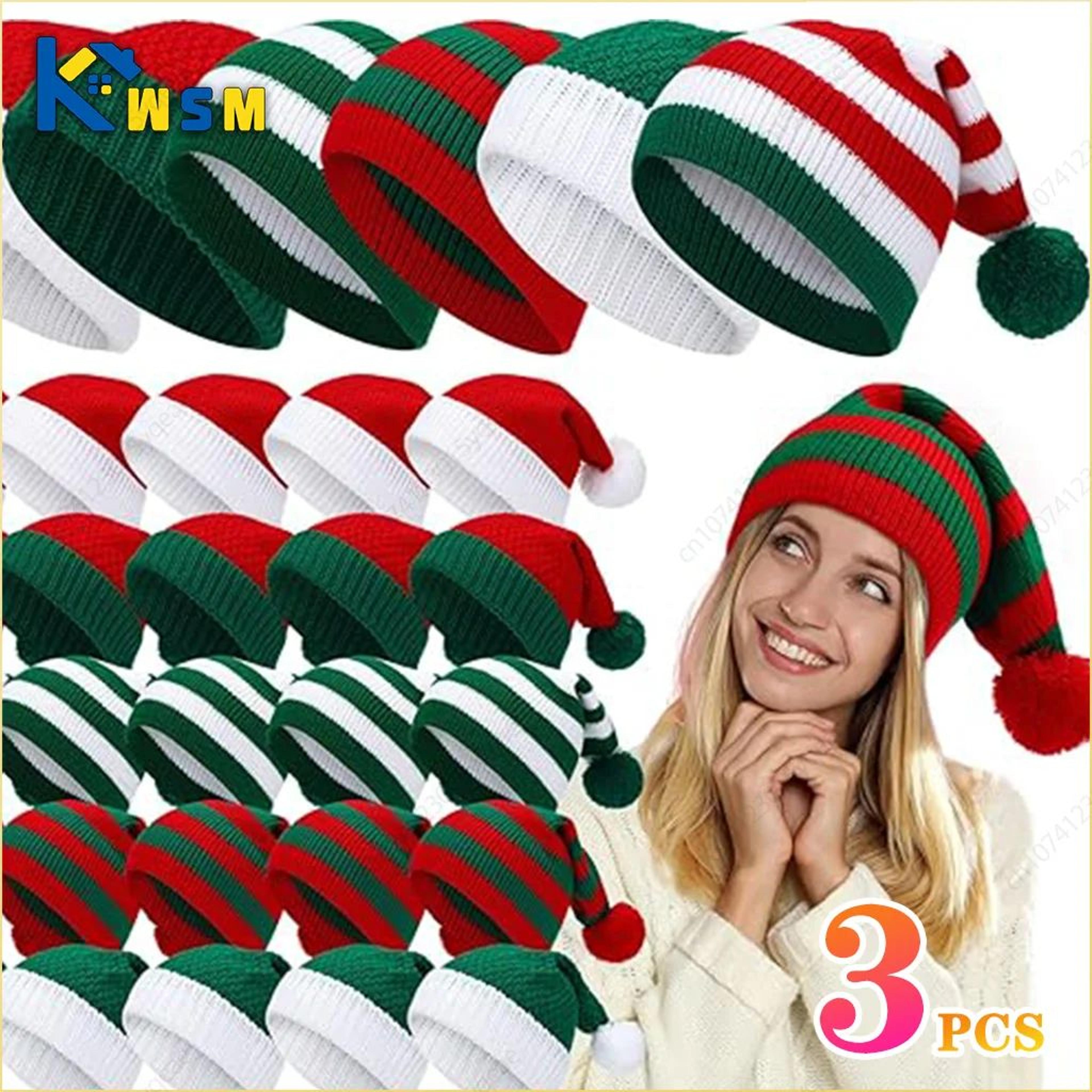 festive long tail knit christmas elf hat with pom pom