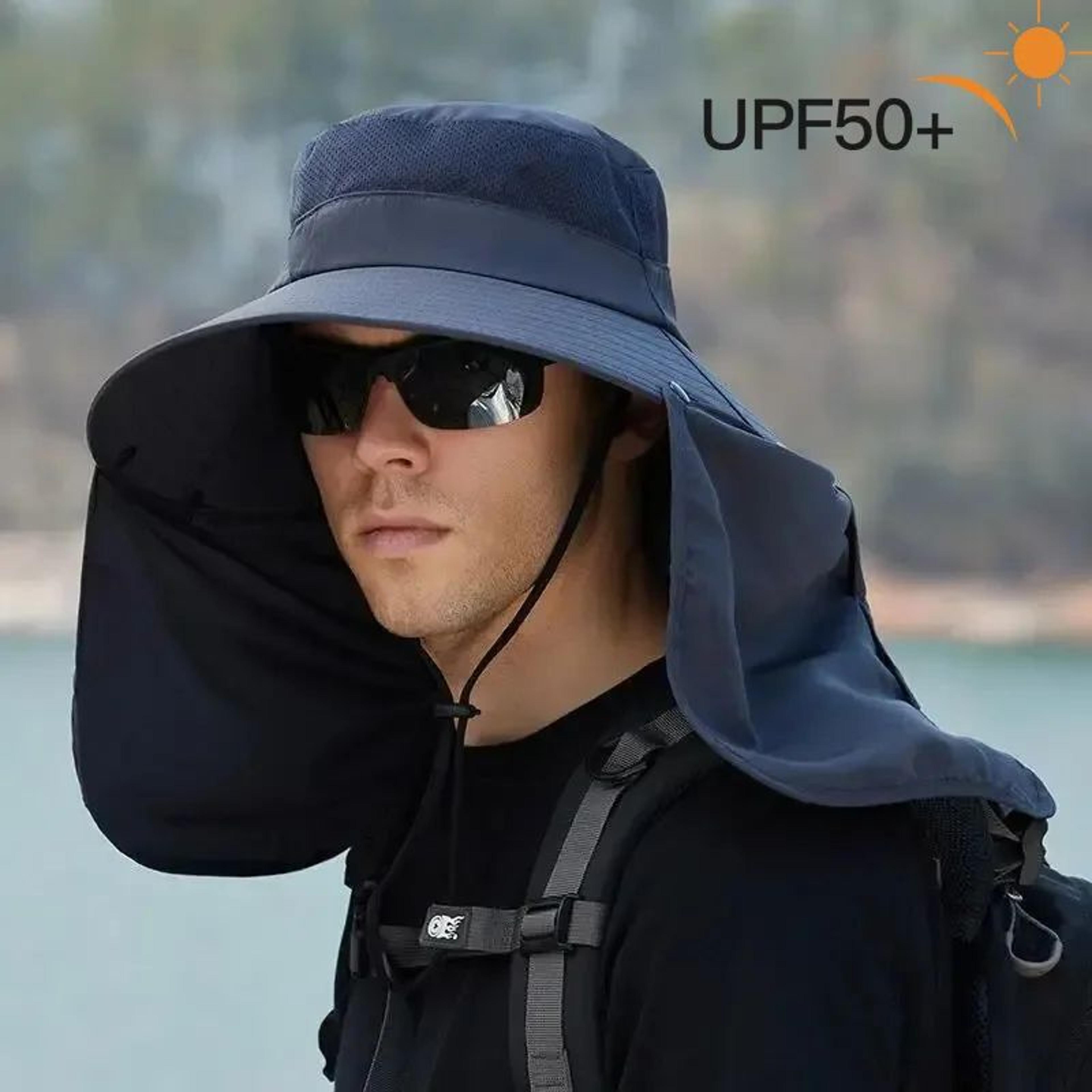 wide brim fishing sun hat with neck flap for outdoor sun protection