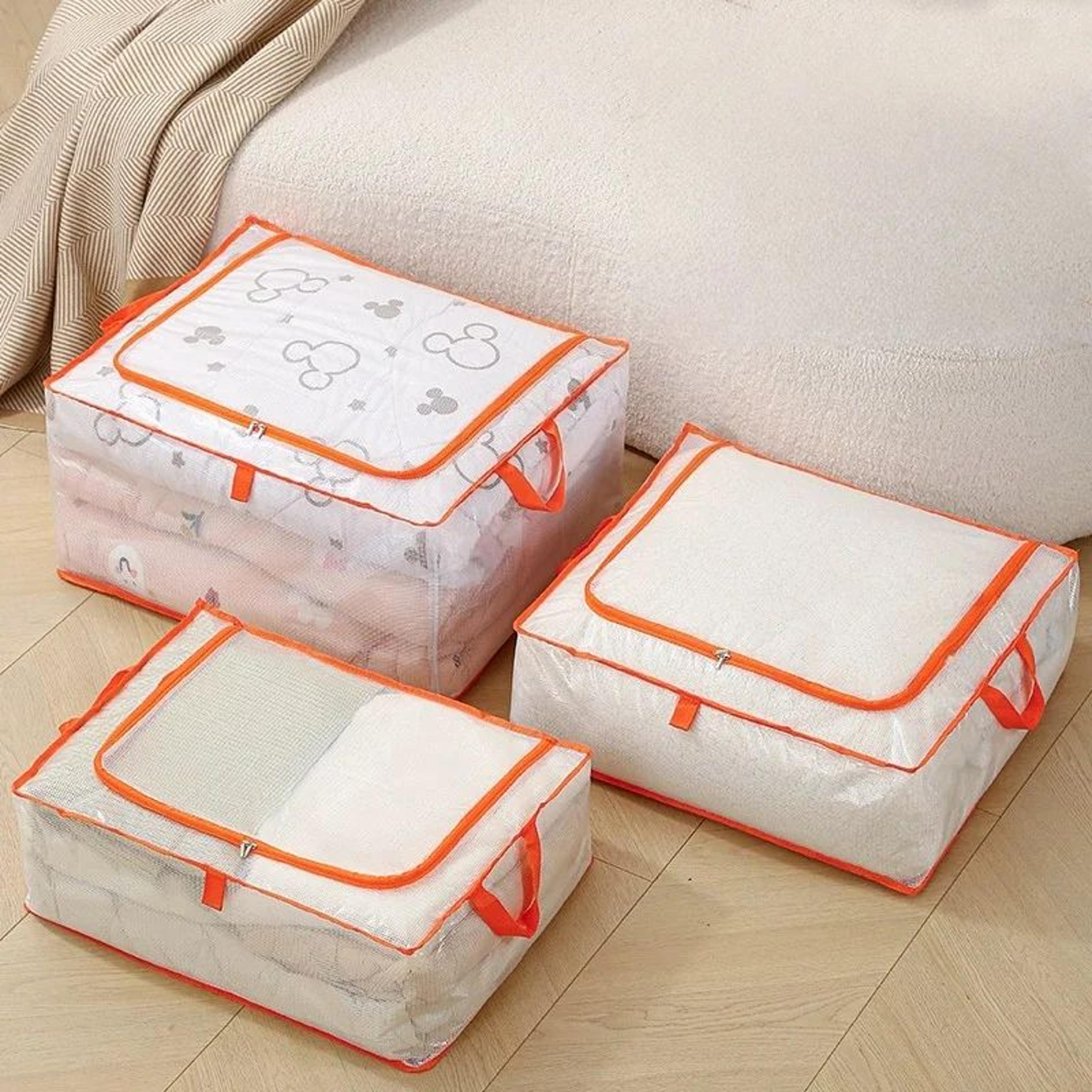 large capacity zipper underbed storage bag for clothes and bedding