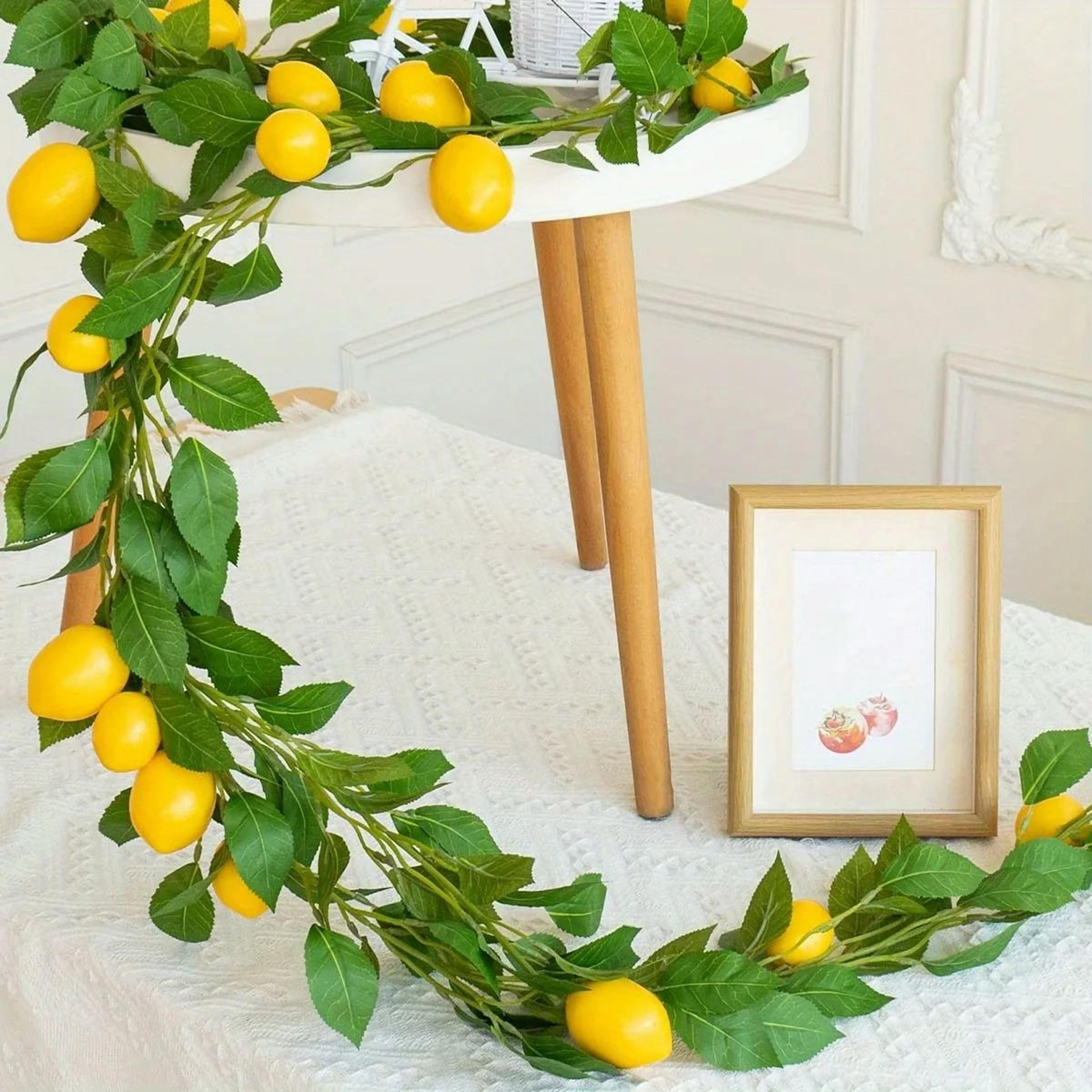 artificial lemon wreath with greenery for front door and seasonal home decor