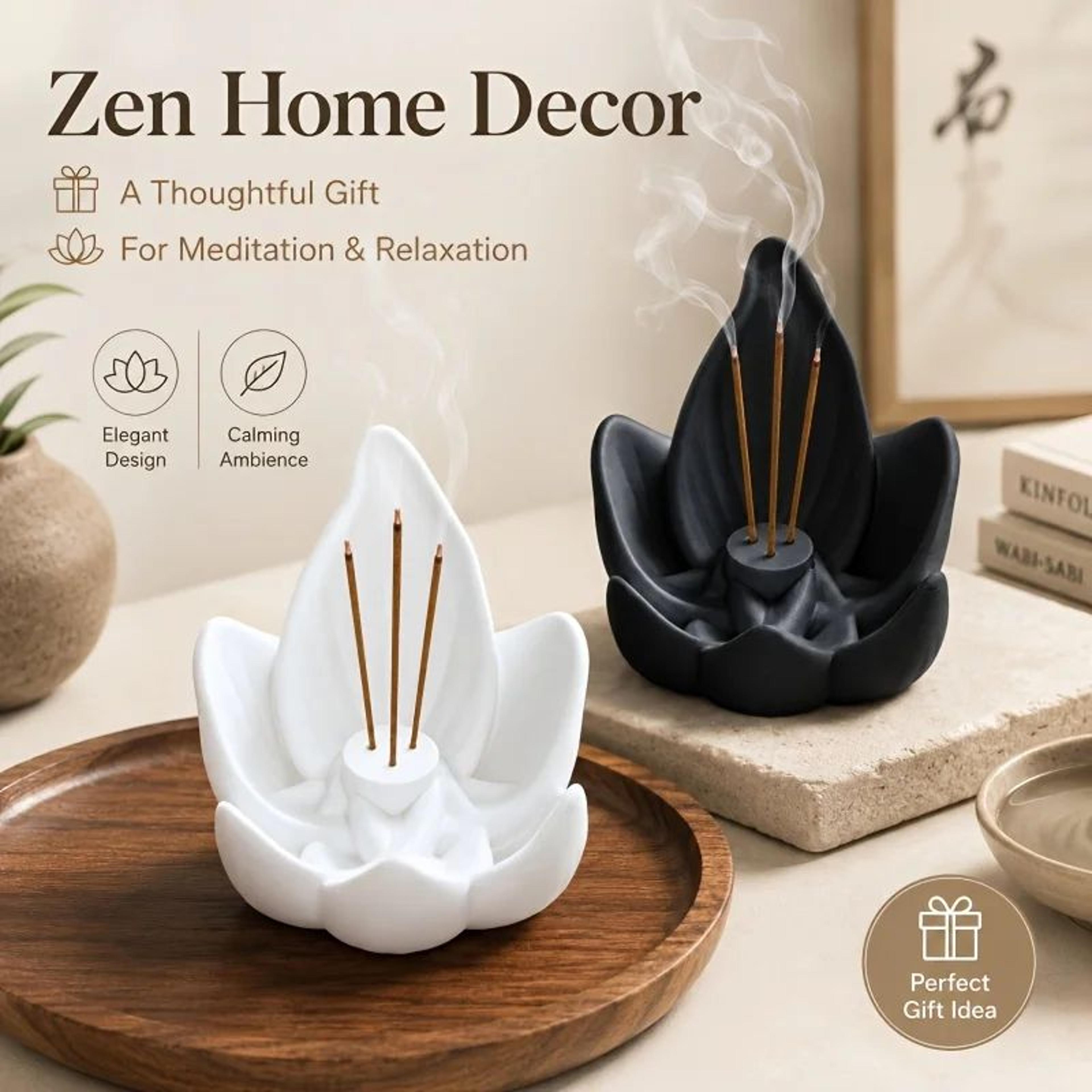 lotus incense holder for sticks, zen aromatherapy home decor