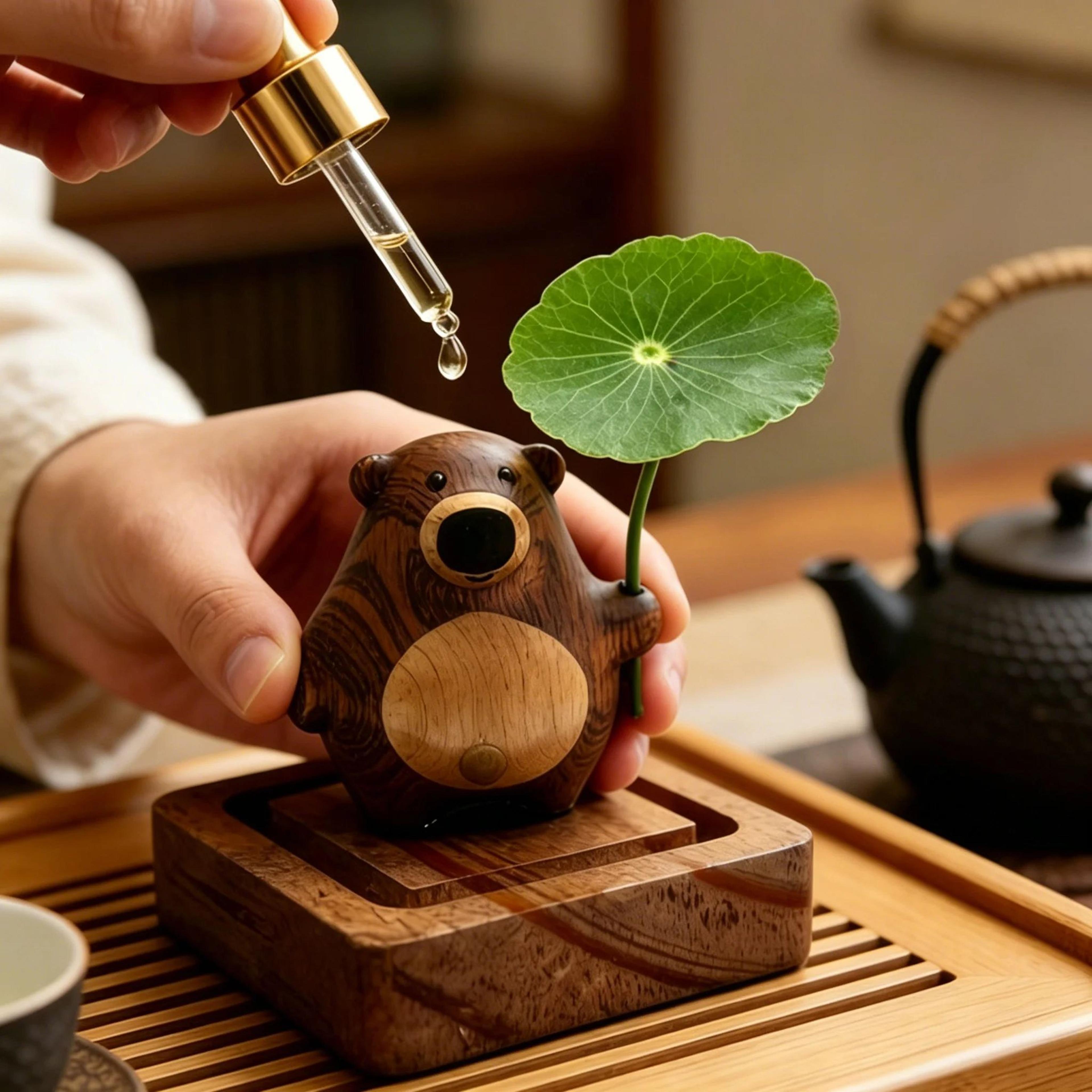 cute bear wooden essential oil aroma diffuser